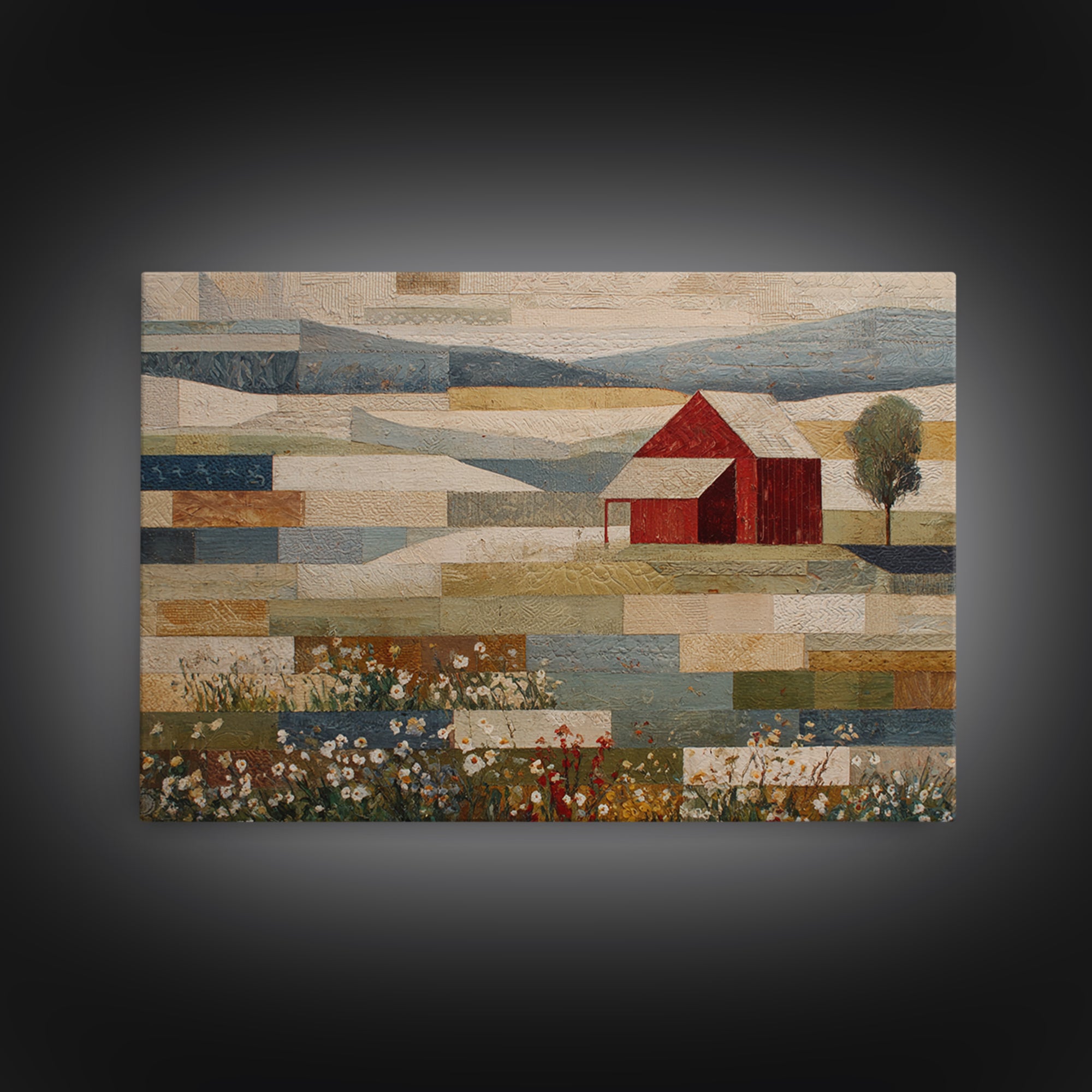 Quilt Geometric Folk Pattern Canvas Print, Country Art, Boho Decor, Farmhouse Decor, Fine Art, Country, Art Prints, COU-3x2-88