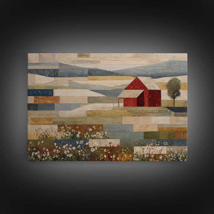 Quilt Geometric Folk Pattern Canvas Print, Country Art, Boho Decor, Farmhouse Decor, Fine Art, Country, Art Prints, COU-3x2-88