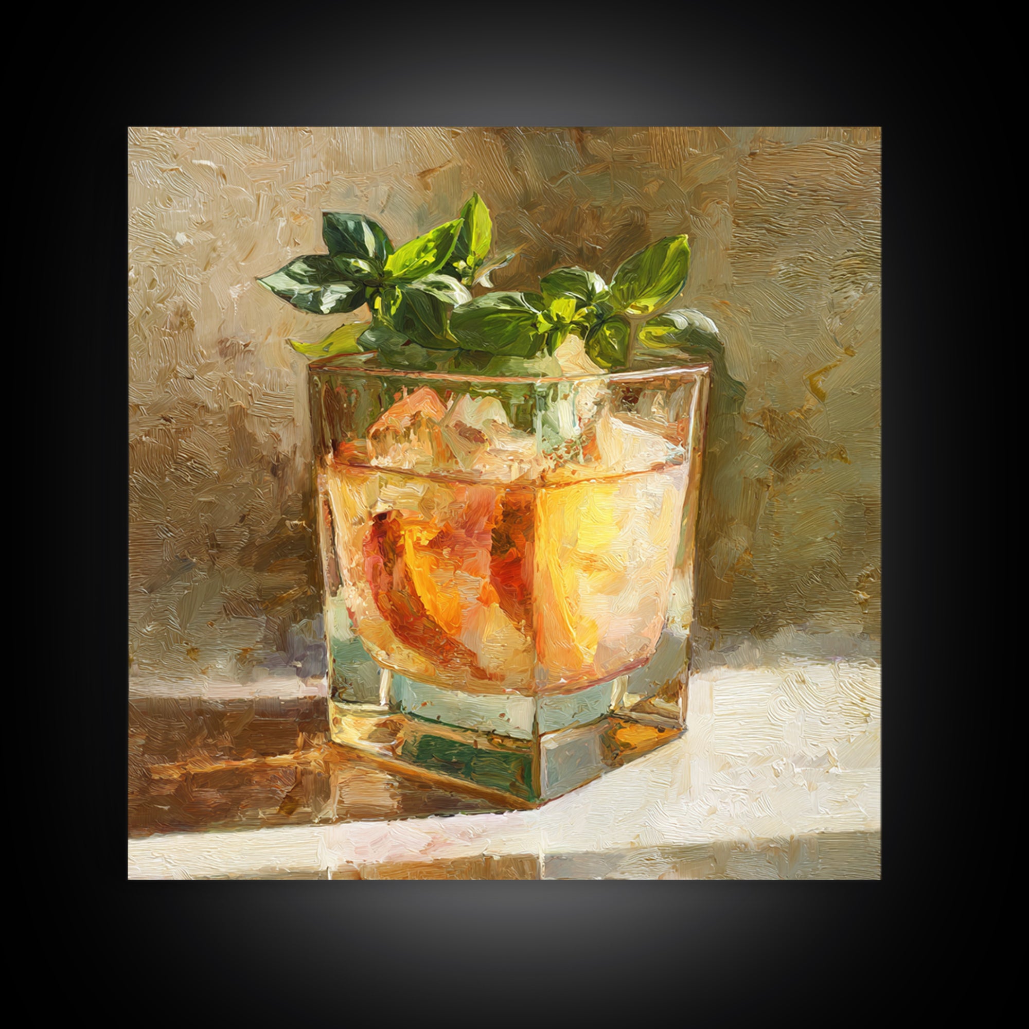 Iced Coffee Glass Framed Canvas Print, Coffee Shop Art, Kitchen Art, Cafe Decor, Fine Art, Cafe, Minimalist Wall Art, CSA-1x1-11
