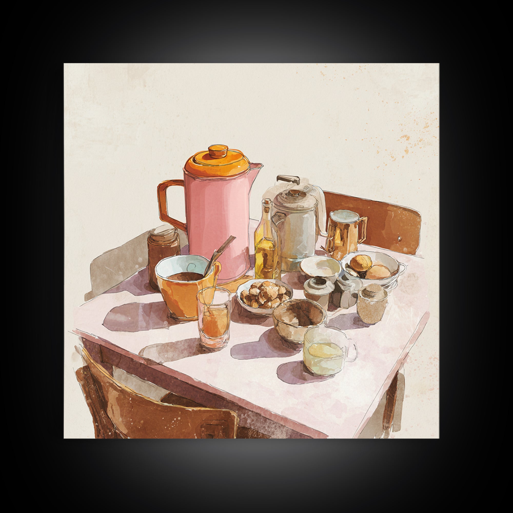Mid Century Coffee Pot Canvas Print, Coffee Shop Art, Kitchen Wall Decor, Cafe Decor, Oil Painting, Cafe, Fine Art Print, CSA-1x1-22