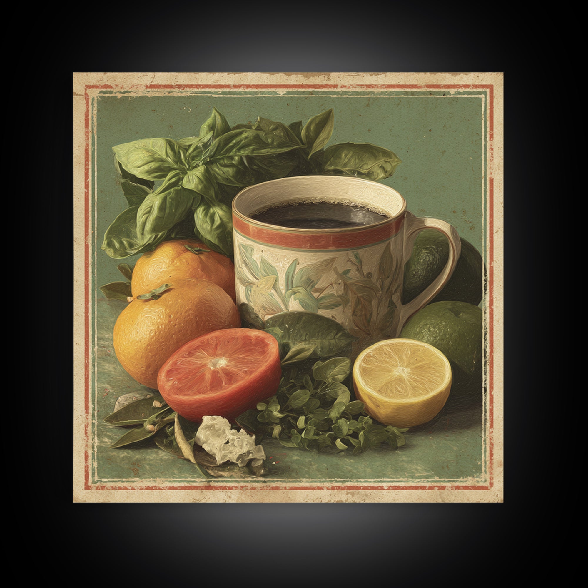Retro Cafe Poster Coffee Cup Graphic Canvas Print, Coffee Shop Art, Coffee Wall Art, Cafe Decor, Fine Art, Cafe, CSA-1x1-55