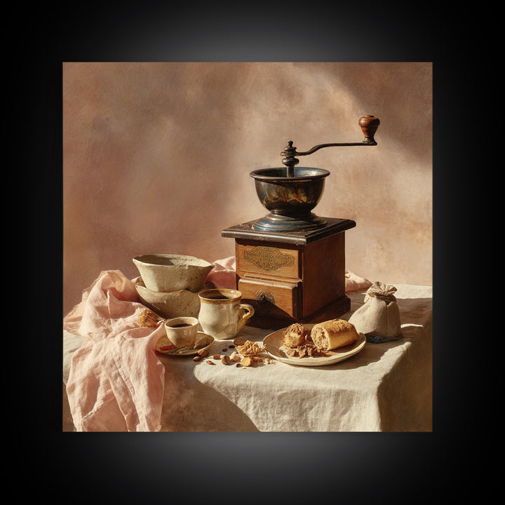 Coffee Grinder Antique Still Life Canvas Print, Coffee Shop Art, Bedroom Wall Art, Cafe Decor, Fine Art, Cafe, Modern Decor, CSA-1x1-60