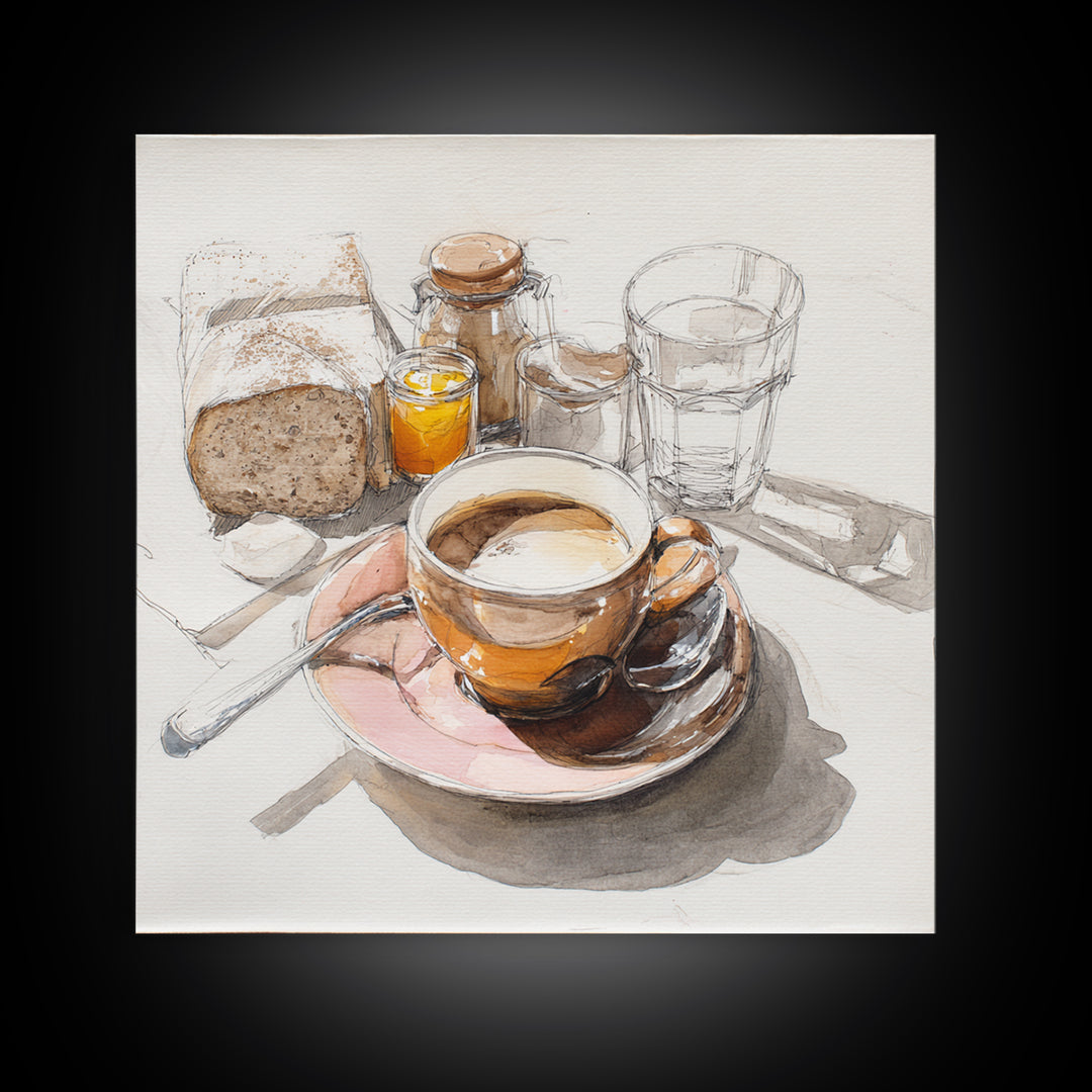 Minimal Line Art of a Cup and Framed Canvas Print, Coffee Shop Art, Minimalist Wall Art, Cafe Decor, Fine Art, Cafe, Room Decor, CSA-1x1-66