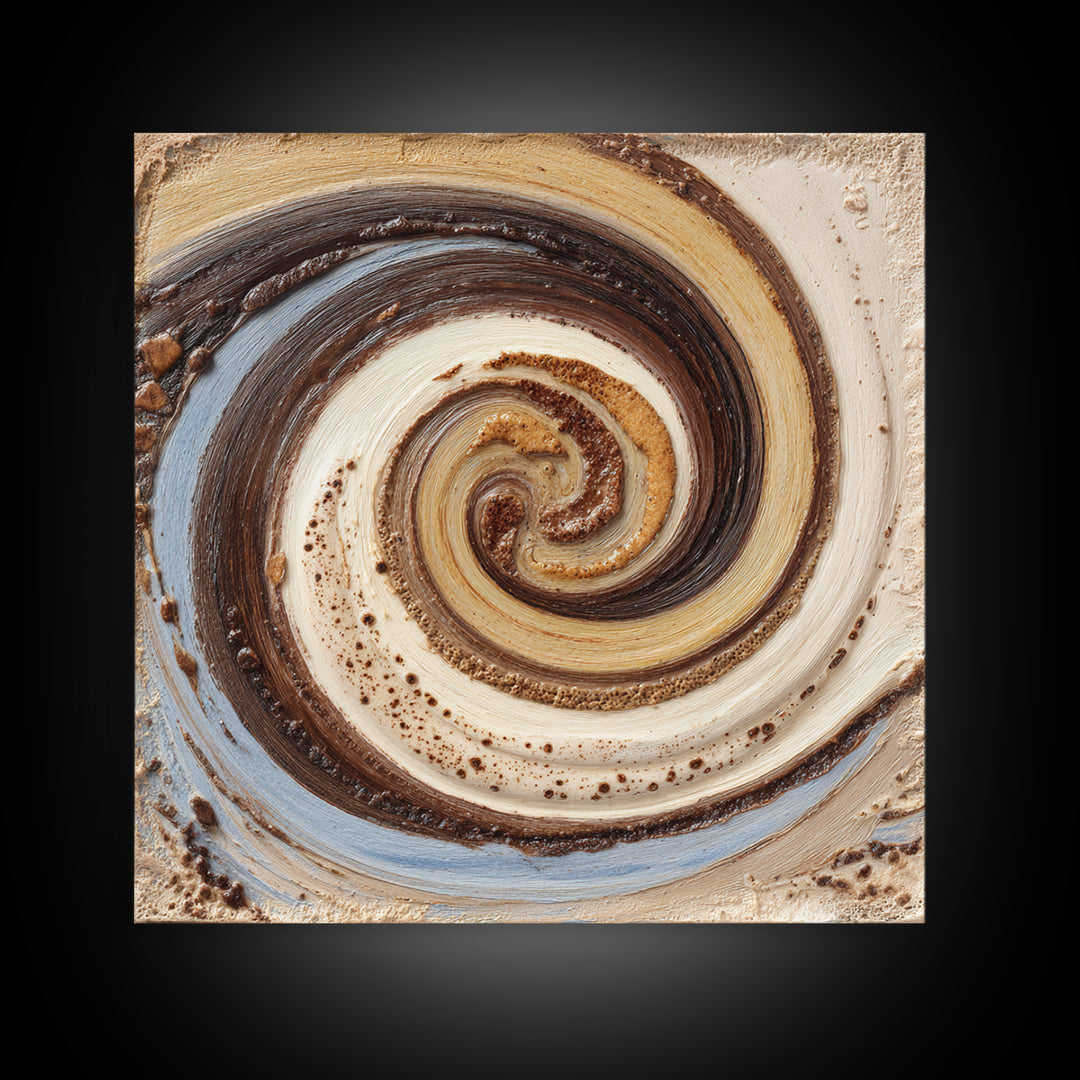 Abstract Brown and Cream Coffee Swirl Canvas Print, Coffee Shop Art, Statement Artwork, Cafe Decor, Abstract Art, Cafe, CSA-1x1-9