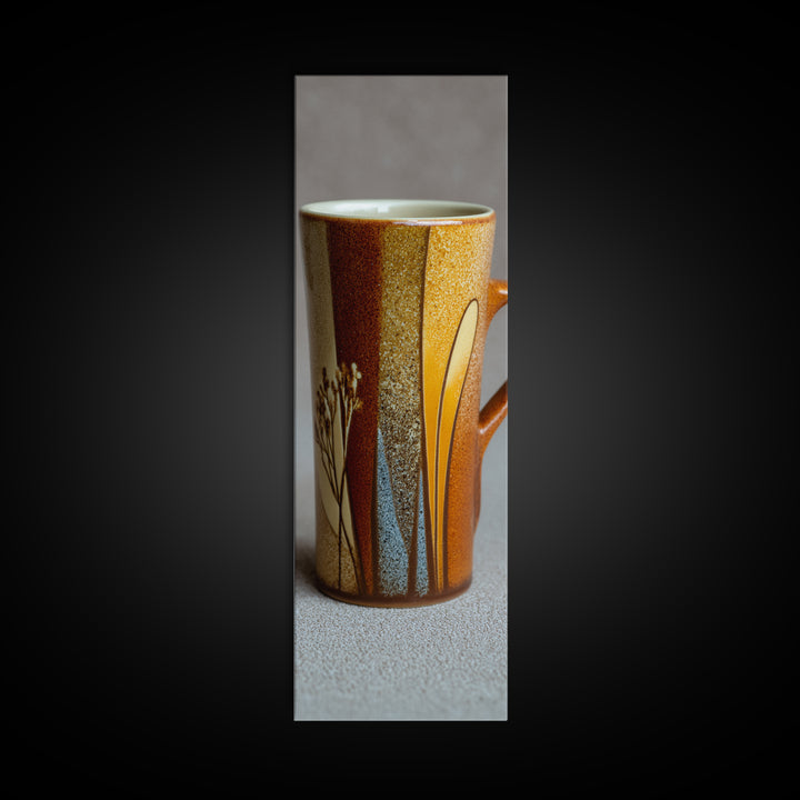 Espresso Cup with Rising Steam and Warm Canvas Print, Coffee Shop Art, Minimalist Decor, Cafe Decor, Cafe, Kitchen Wall Art, CSA-1x3-13