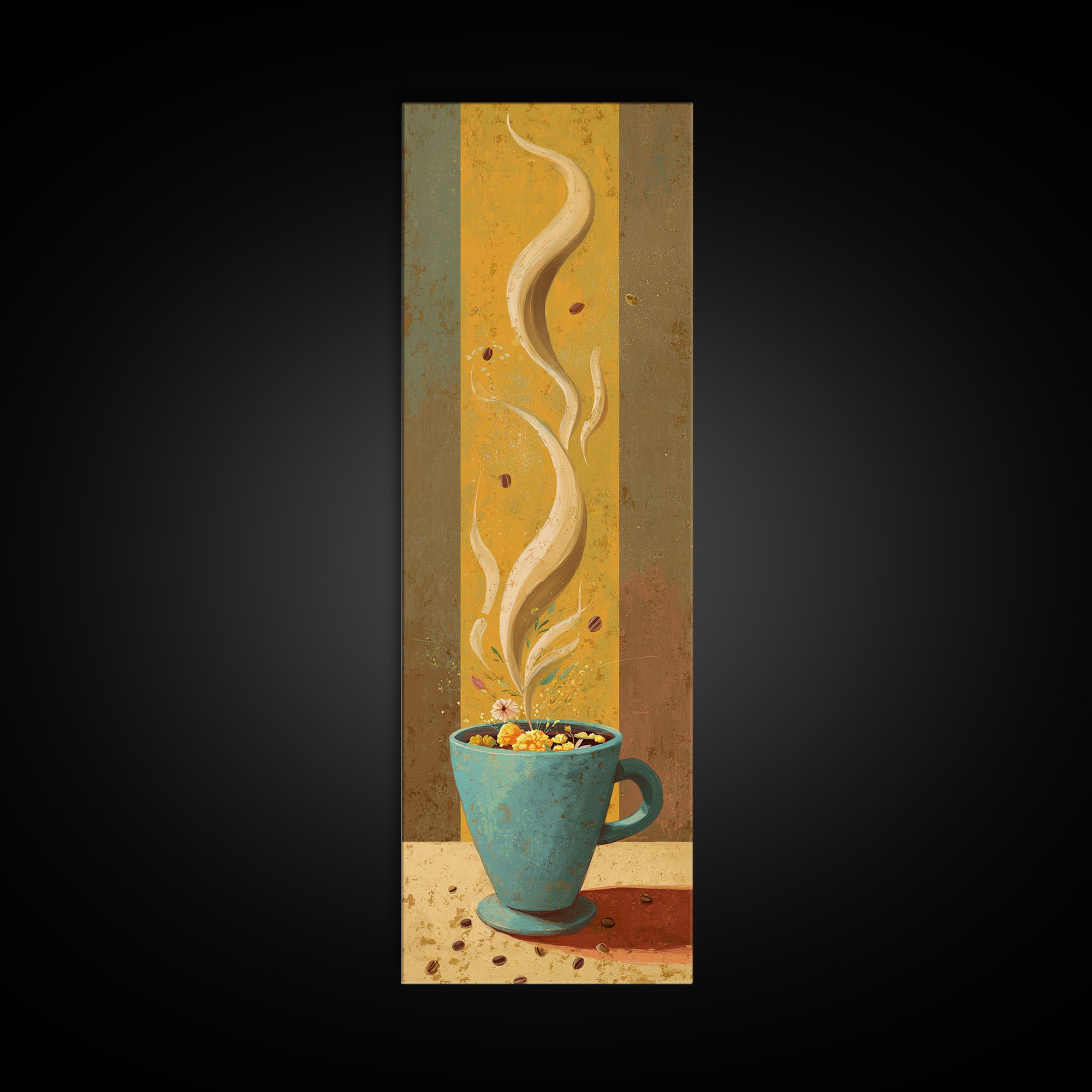 Retro Cafe Poster Coffee Cup Graphic Framed Canvas Print, Coffee Shop Art, Farmhouse Decor, Cafe Decor, Fine Art, Cafe, CSA-1x3-19