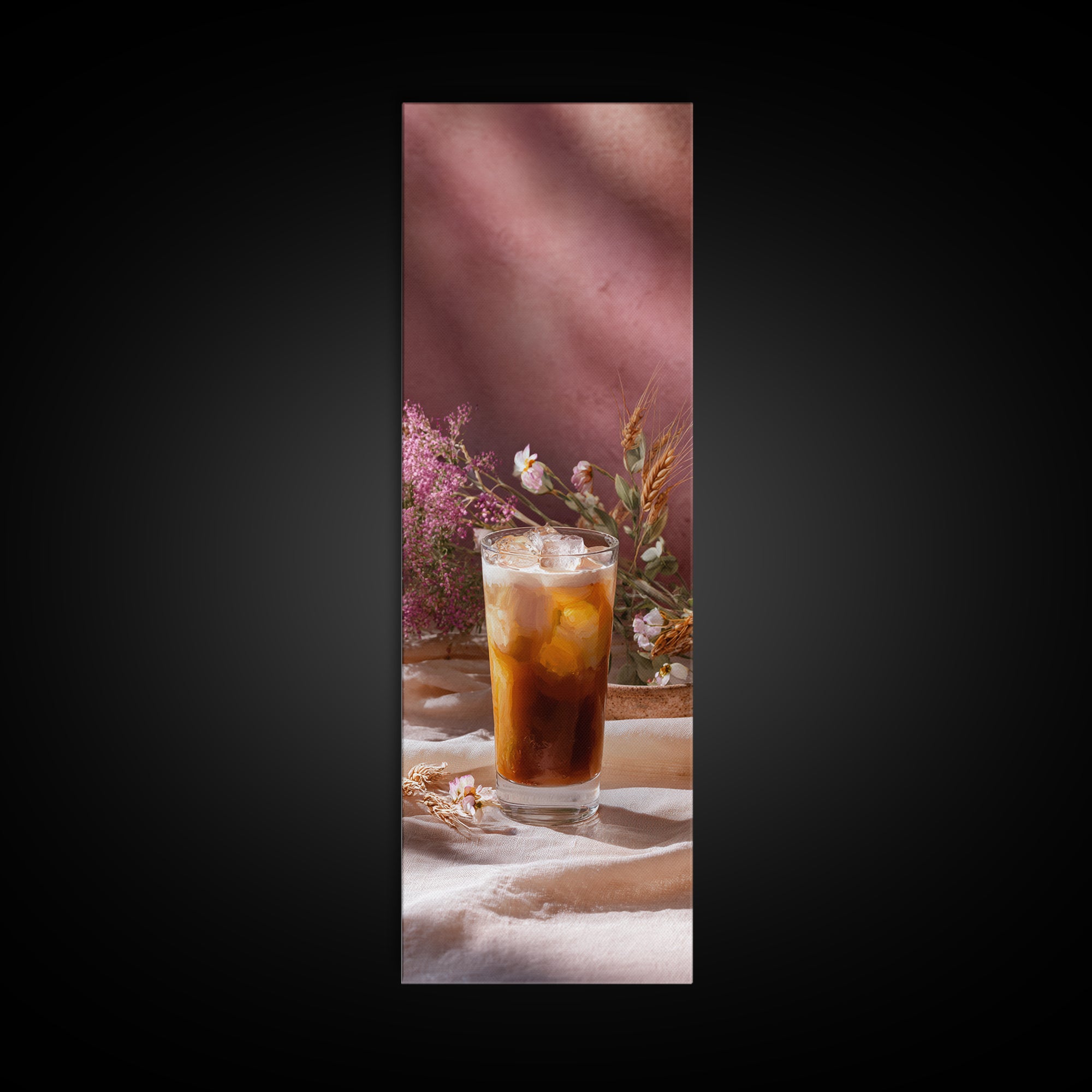 Iced Coffee Glass Canvas Print, Coffee Shop Art, Kitchen Art, Cafe Decor, Fine Art, Cafe, Minimalist Wall Art, Coffee Art, CSA-1x3-23