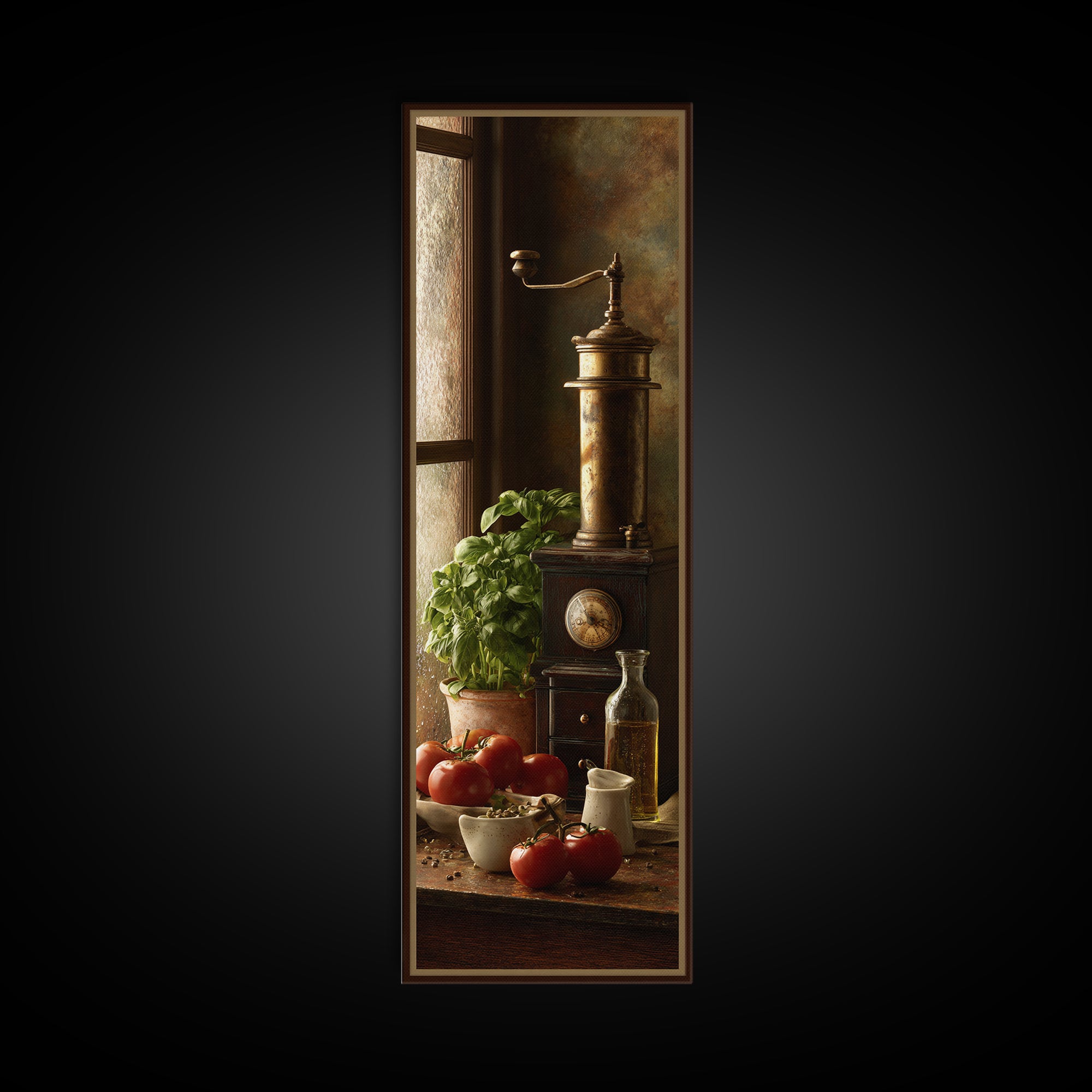 Coffee Grinder Antique Still Life Framed Canvas Print, Coffee Shop Art, Coffee, Cafe Decor, Fine Art, Cafe, Living Room Decor, CSA-1x3-24