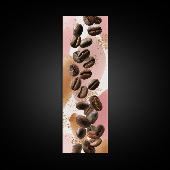 Roasted Beans Falling Through Dark Space Canvas Print, Coffee Shop Art, Printable, Cafe Decor, Fine Art, Cafe, Dopamine Decor, CSA-1x3-32