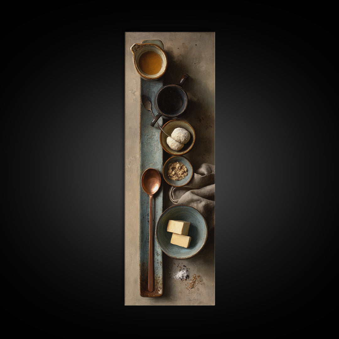 Moody Dark Roast Still Life Canvas Print, Coffee Shop Art, Canvas Wall Art, Cafe Decor, Fine Art, Cafe, Bedroom Wall Art, CSA-1x3-44