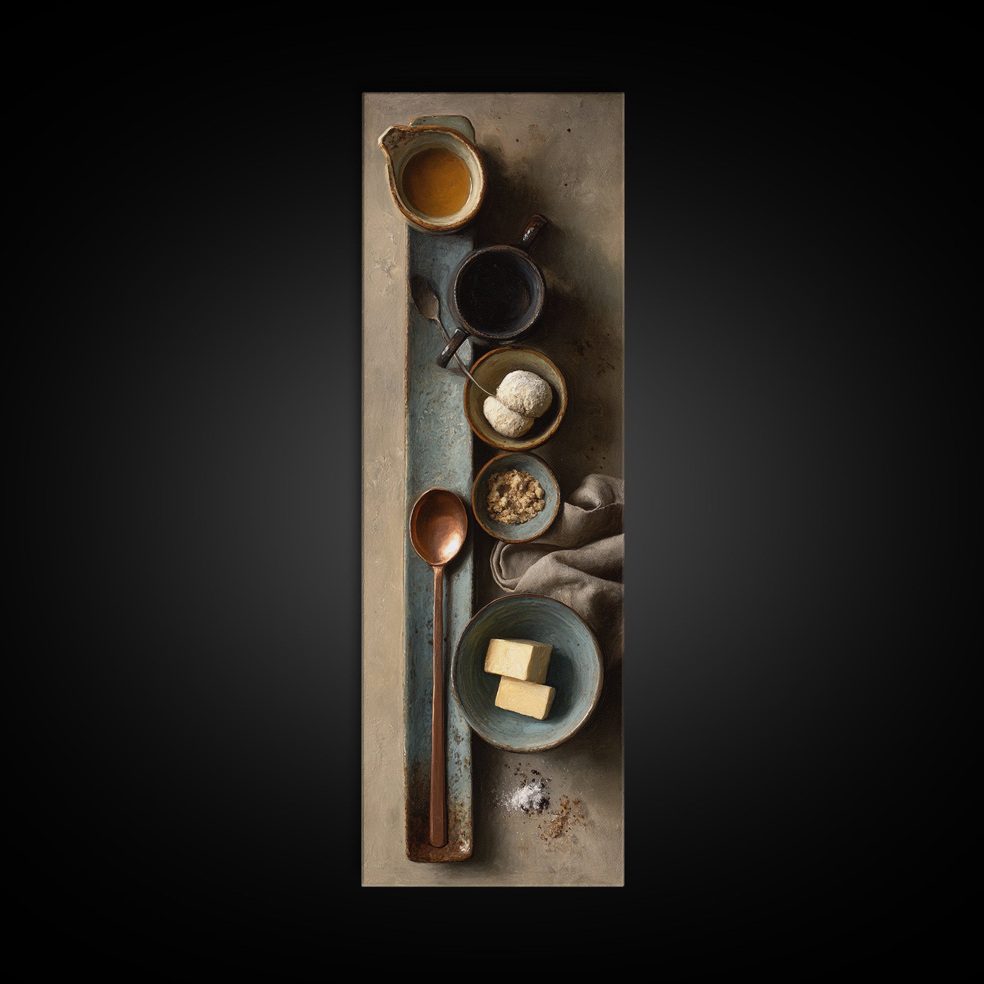 Moody Dark Roast Still Life Canvas Print, Coffee Shop Art, Canvas Wall Art, Cafe Decor, Fine Art, Cafe, Bedroom Wall Art, CSA-1x3-44