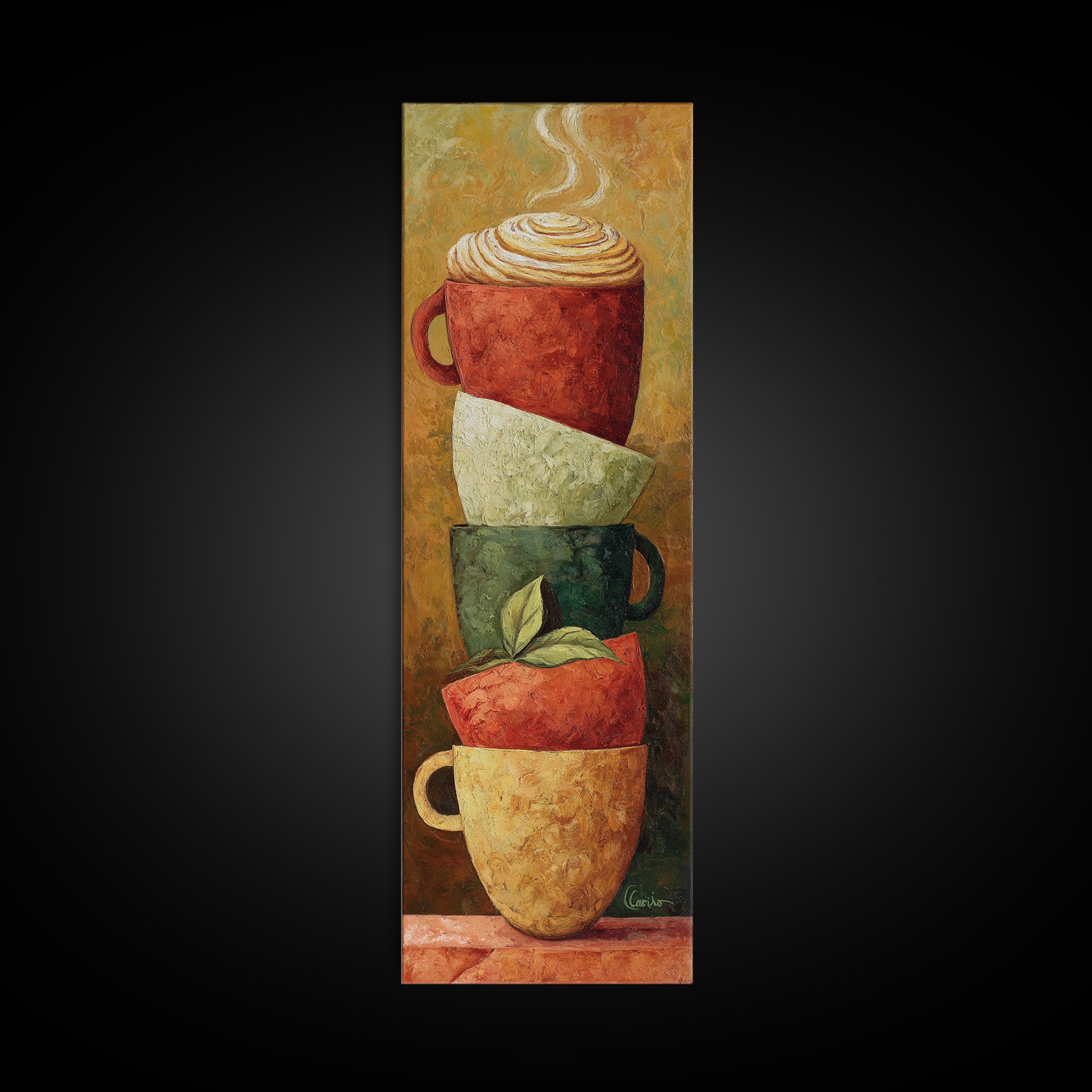 Two Cups Facing Each Other Canvas Print, Coffee Shop Art, Modern Decor, Cafe Decor, Fine Art, Cafe, Wall Decor, Art Print, CSA-1x3-49