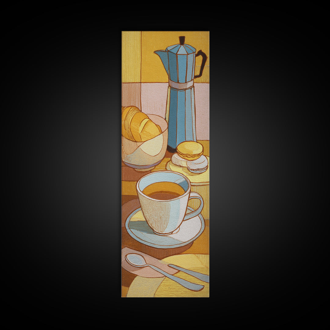 Minimal Line Art of a Cup and Canvas Print, Coffee Shop Art, Gothic Wall Art, Cafe Decor, Abstract Art, Cafe, Boho Decor, CSA-1x3-6