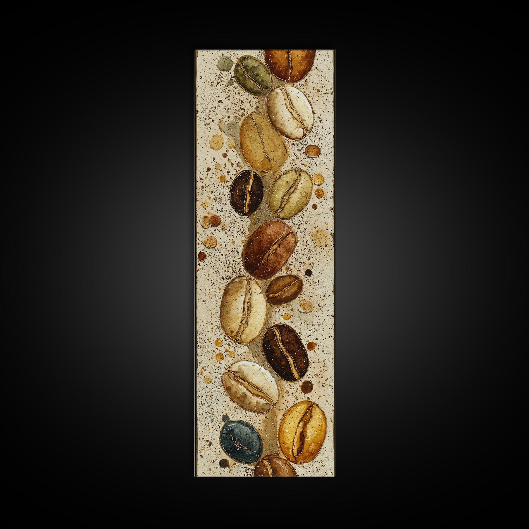 Coffee Bean Pattern Framed Canvas Print, Coffee Shop Art, Neutral Decor, Cafe Decor, Fine Art, Cafe, Home Decor, Wall Decor, CSA-1x3-75