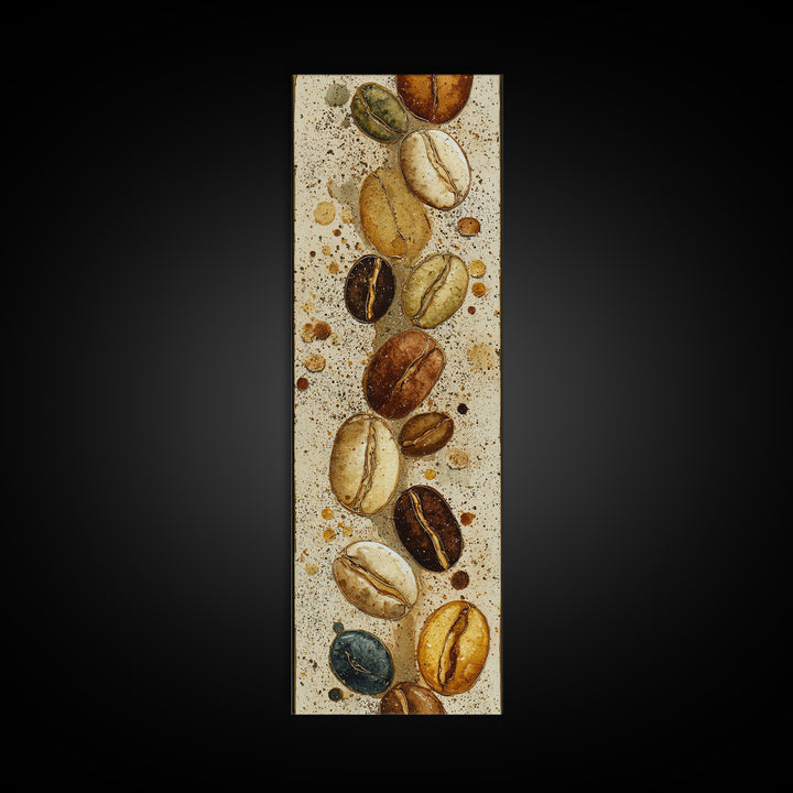 Coffee Bean Pattern Framed Canvas Print, Coffee Shop Art, Neutral Decor, Cafe Decor, Fine Art, Cafe, Home Decor, Wall Decor, CSA-1x3-75