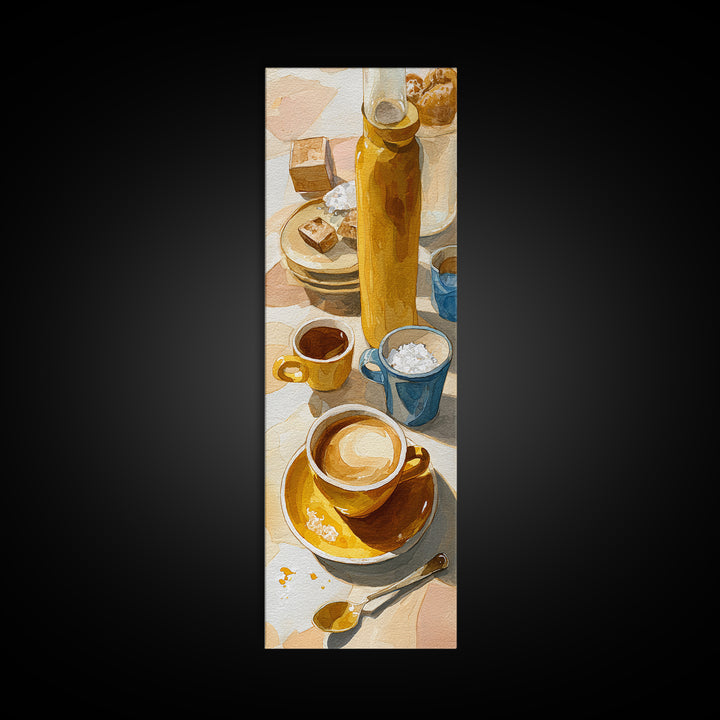 Minimal Line Art of a Cup and Canvas Print, Coffee Shop Art, Statement Artwork, Cafe Decor, Abstract Art, Cafe, Art Print, CSA-1x3-78
