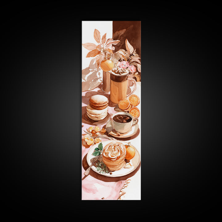 Sunlit Pastry and Coffee Arrangement Framed Canvas Print, Coffee Shop Art, Coffee Art, Cafe Decor, Fine Art, Cafe, CSA-1x3-79