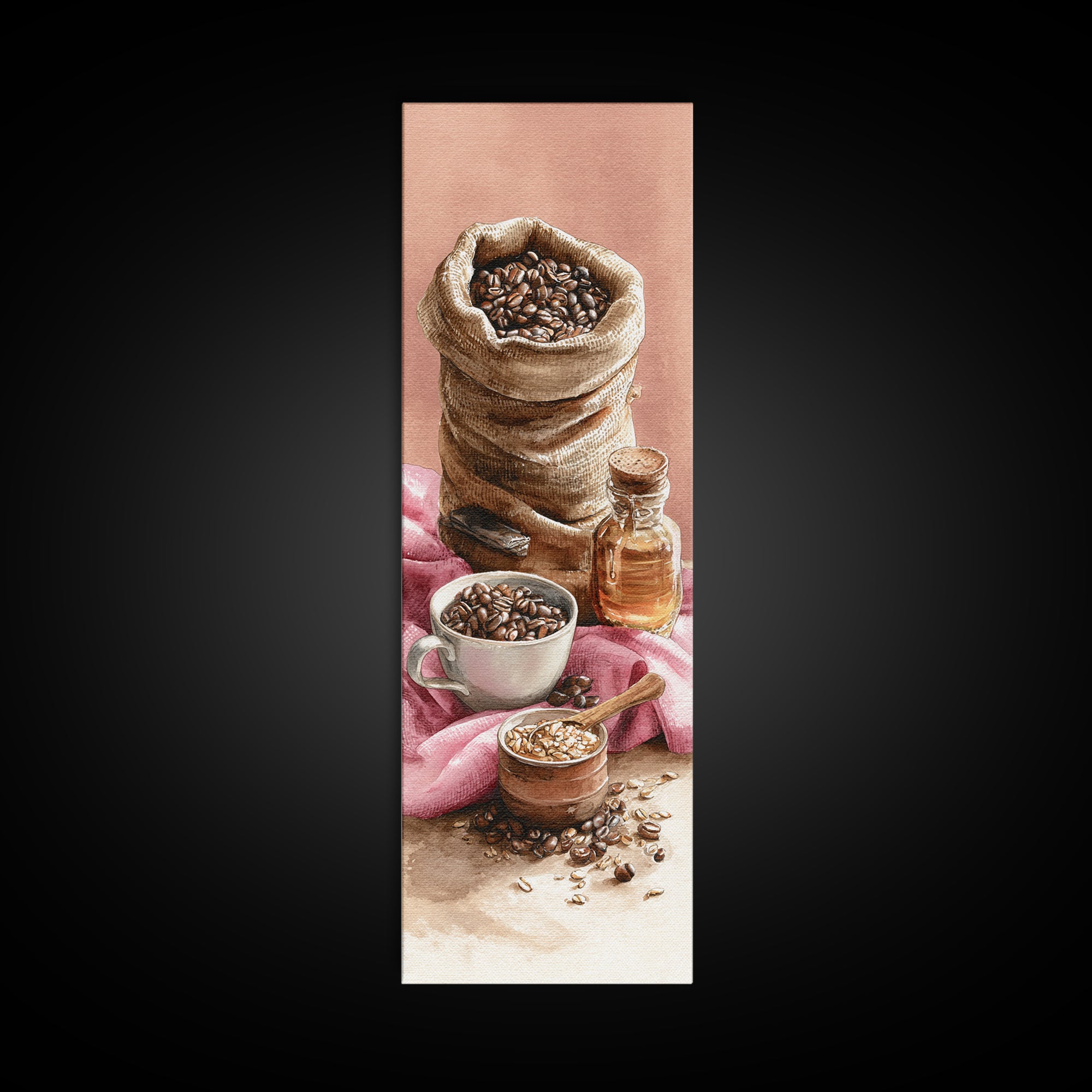 Coffee Beans and Burlap Sack Still Life Canvas Print, Coffee Shop Art, Contemporary Art, Cafe Decor, Cafe, Printable Art, CSA-1x3-86