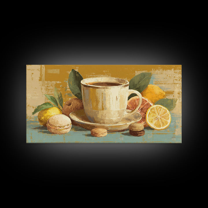 Retro Cafe Poster Coffee Cup Graphic Framed Canvas Print, Coffee Shop Art, Farmhouse Decor, Cafe Decor, Fine Art, Cafe, CSA-2x1-3