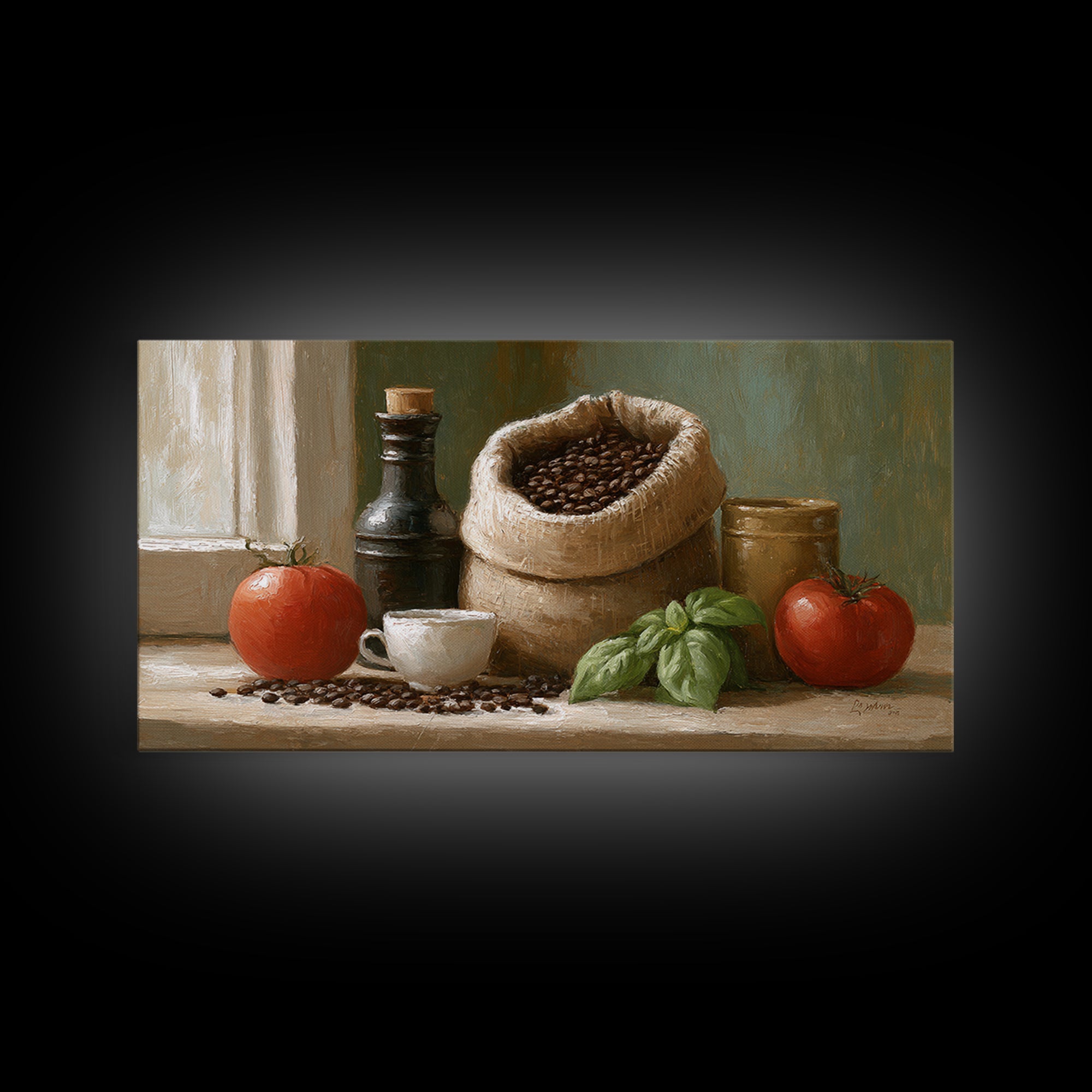 Coffee Beans and Burlap Sack Still Life Framed Canvas Print, Coffee Shop Art, Wall Decor, Cafe Decor, Fine Art, Cafe, CSA-2x1-46