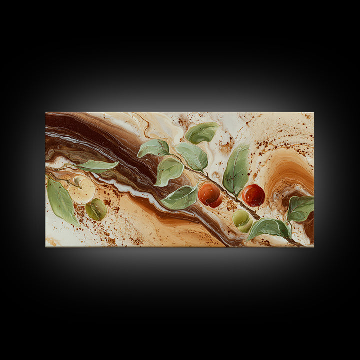 Abstract Brown and Cream Coffee Swirl Framed Canvas Print, Coffee Shop Art, Kitchen Decor, Cafe Decor, Abstract Art, Cafe, CSA-2x1-5