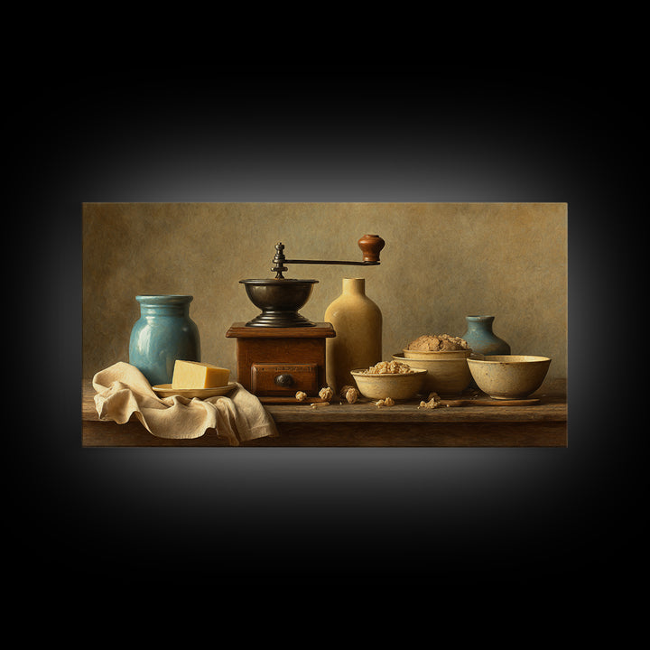Coffee Grinder Antique Still Life Framed Canvas Print, Coffee Shop Art, Printable Wall Art, Cafe Decor, Fine Art, Cafe, CSA-2x1-56