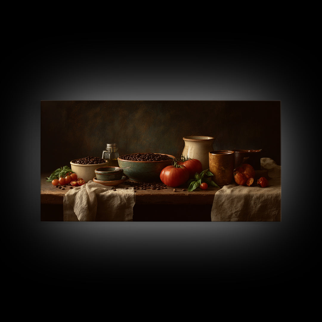 Roasted Beans Falling Through Dark Space Canvas Print, Coffee Shop Art, Canvas Wall Art, Cafe Decor, Cafe, Bedroom Wall Art, CSA-2x1-64