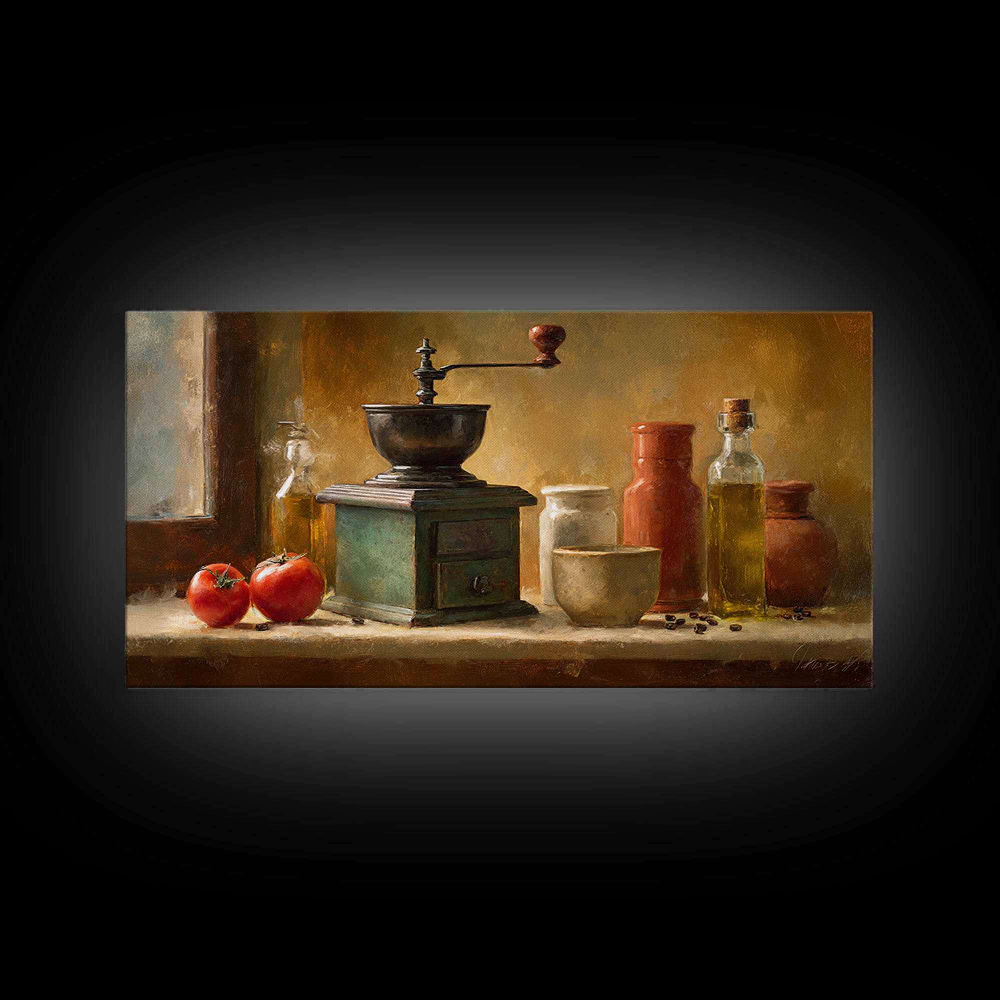 Coffee Grinder Antique Still Life Framed Canvas Print, Coffee Shop Art, Dopamine Decor, Cafe Decor, Cafe, Coffee Wall Art, CSA-2x1-80