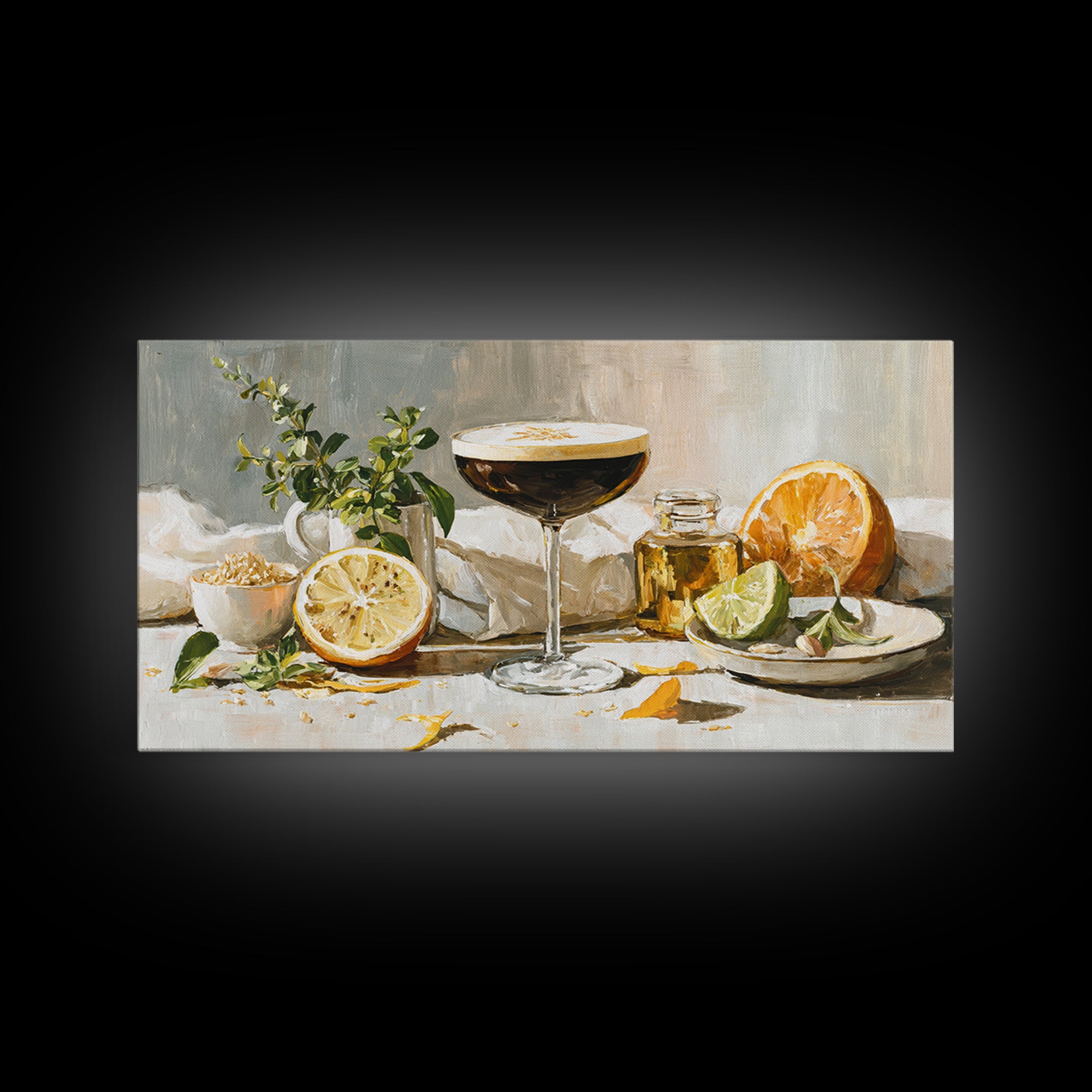Espresso Martini Coffee Cocktail Still Life Framed Canvas Print, Coffee Shop Art, Dark Academia Decor, Cafe Decor, Cafe, CSA-2x1-85
