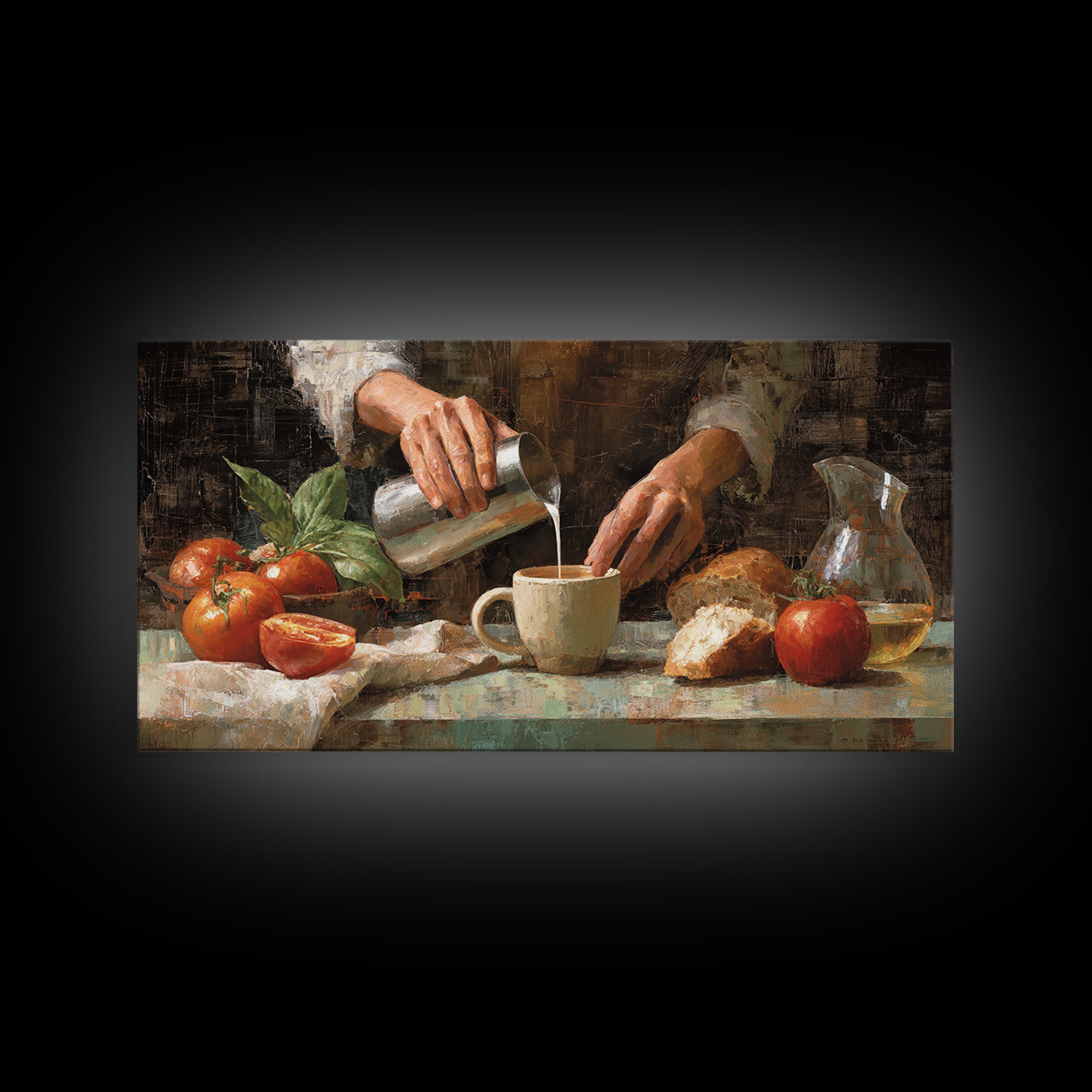 Barista Hands Pouring Milk into Espresso Canvas Print, Coffee Shop Art, Dopamine Decor, Cafe Decor, Cafe, Coffee Wall Art, CSA-2x1-89