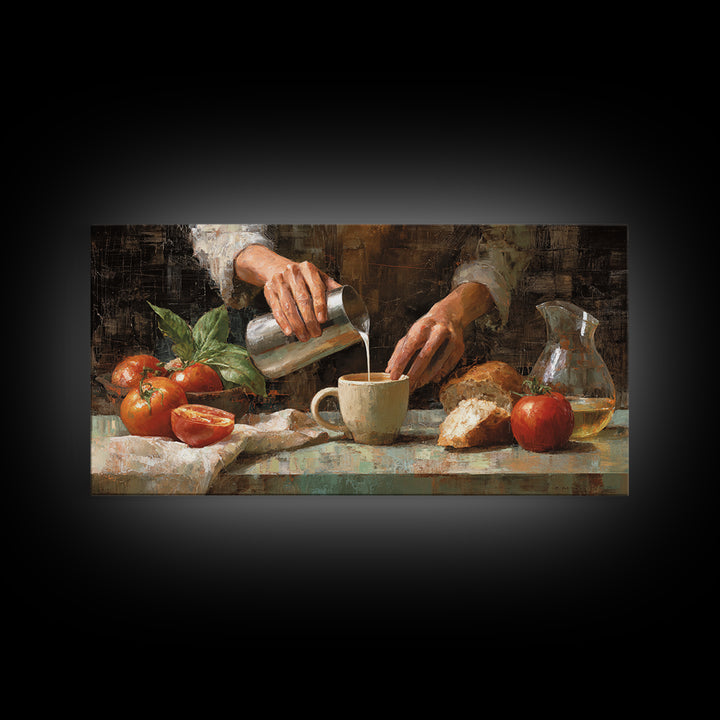 Barista Hands Pouring Milk into Espresso Canvas Print, Coffee Shop Art, Dopamine Decor, Cafe Decor, Cafe, Coffee Wall Art, CSA-2x1-89