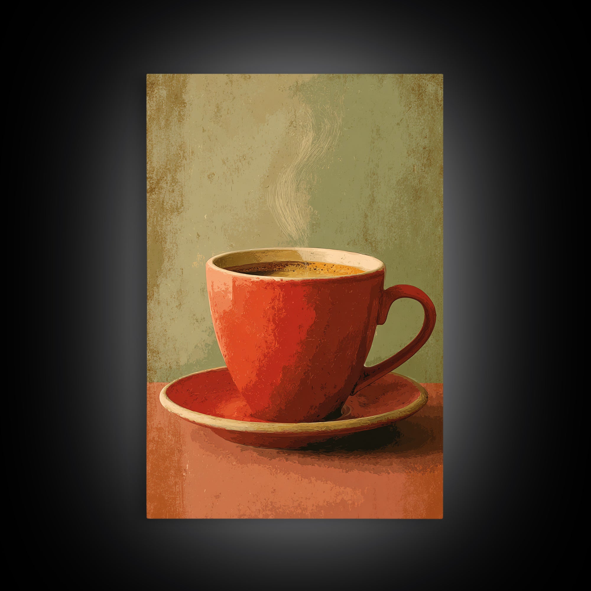 Retro Cafe Poster Coffee Cup Graphic Canvas Print, Coffee Shop Art, Minimalist Decor, Cafe Decor, Cafe, Kitchen Wall Art, CSA-2x3-15