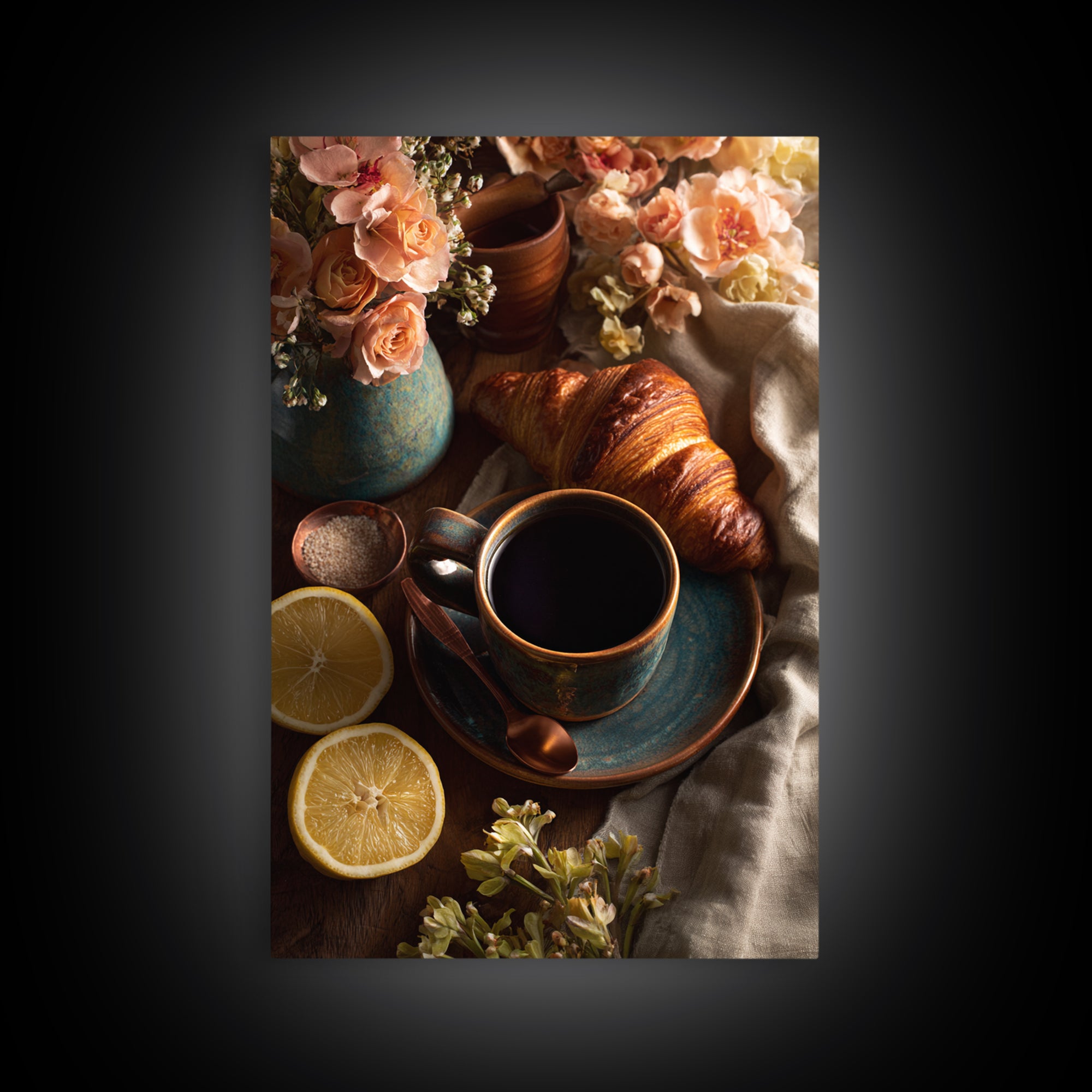 Moody Dark Roast Still Life Canvas Print, Coffee Shop Art, Gallery Decor, Cafe Decor, Fine Art, Cafe, Wall Art, Home Decor, CSA-2x3-16