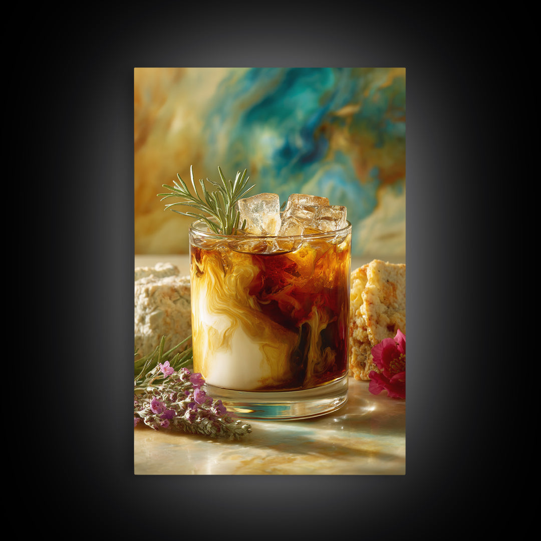 Iced Coffee Glass Framed Canvas Print, Coffee Shop Art, Contemporary Art, Cafe Decor, Cafe, Printable Art, Farmhouse Decor, CSA-2x3-19