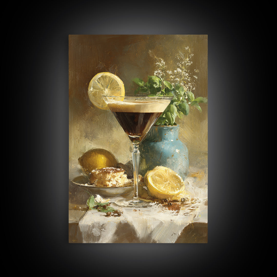Espresso Martini Coffee Cocktail Still Life Framed Canvas Print, Coffee Shop Art, Canvas Wall Art, Cafe Decor, Fine Art, Cafe, CSA-2x3-25