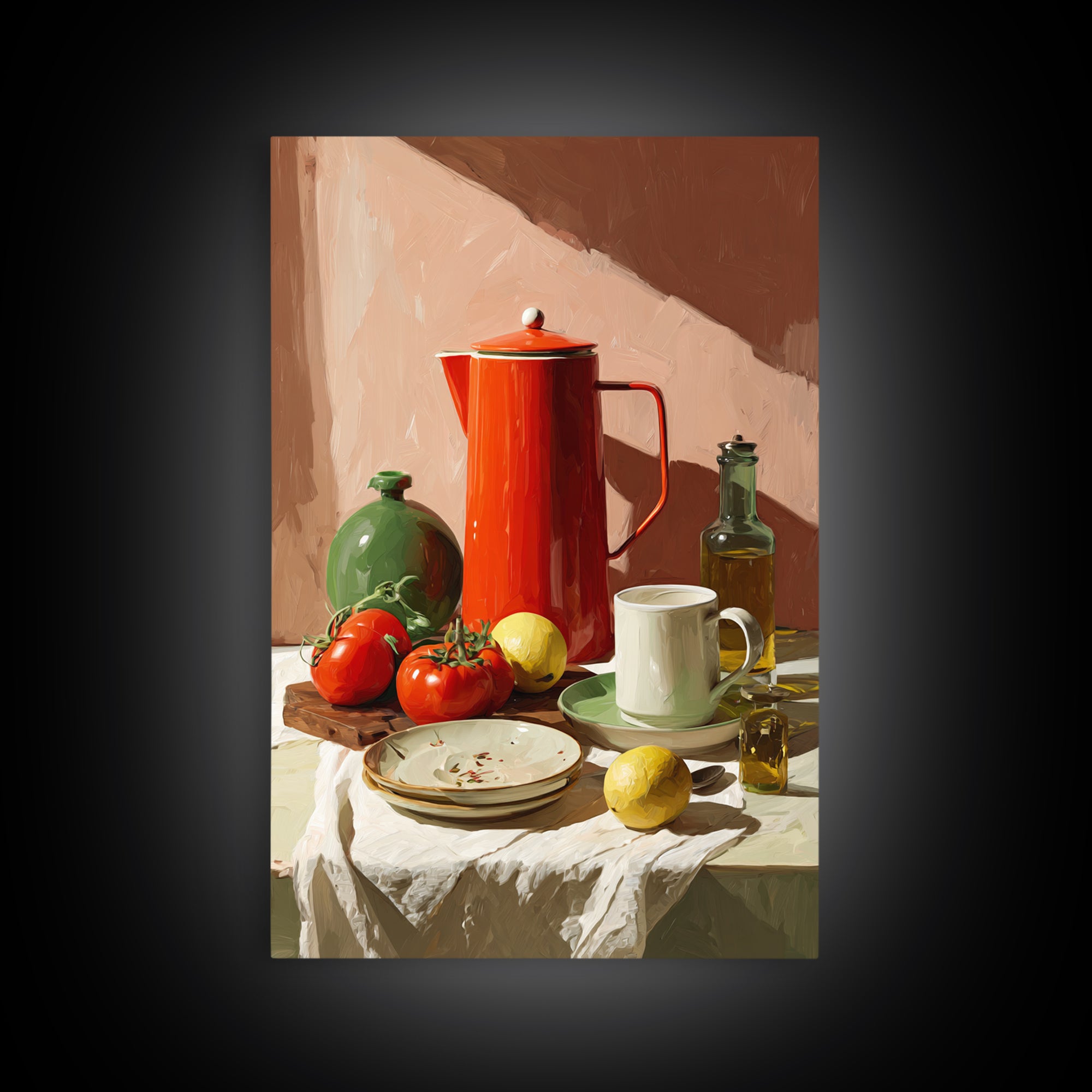 Mid Century Coffee Pot Framed Canvas Print, Coffee Shop Art, Minimalist Decor, Cafe Decor, Fine Art, Cafe, Kitchen Wall Art, CSA-2x3-30