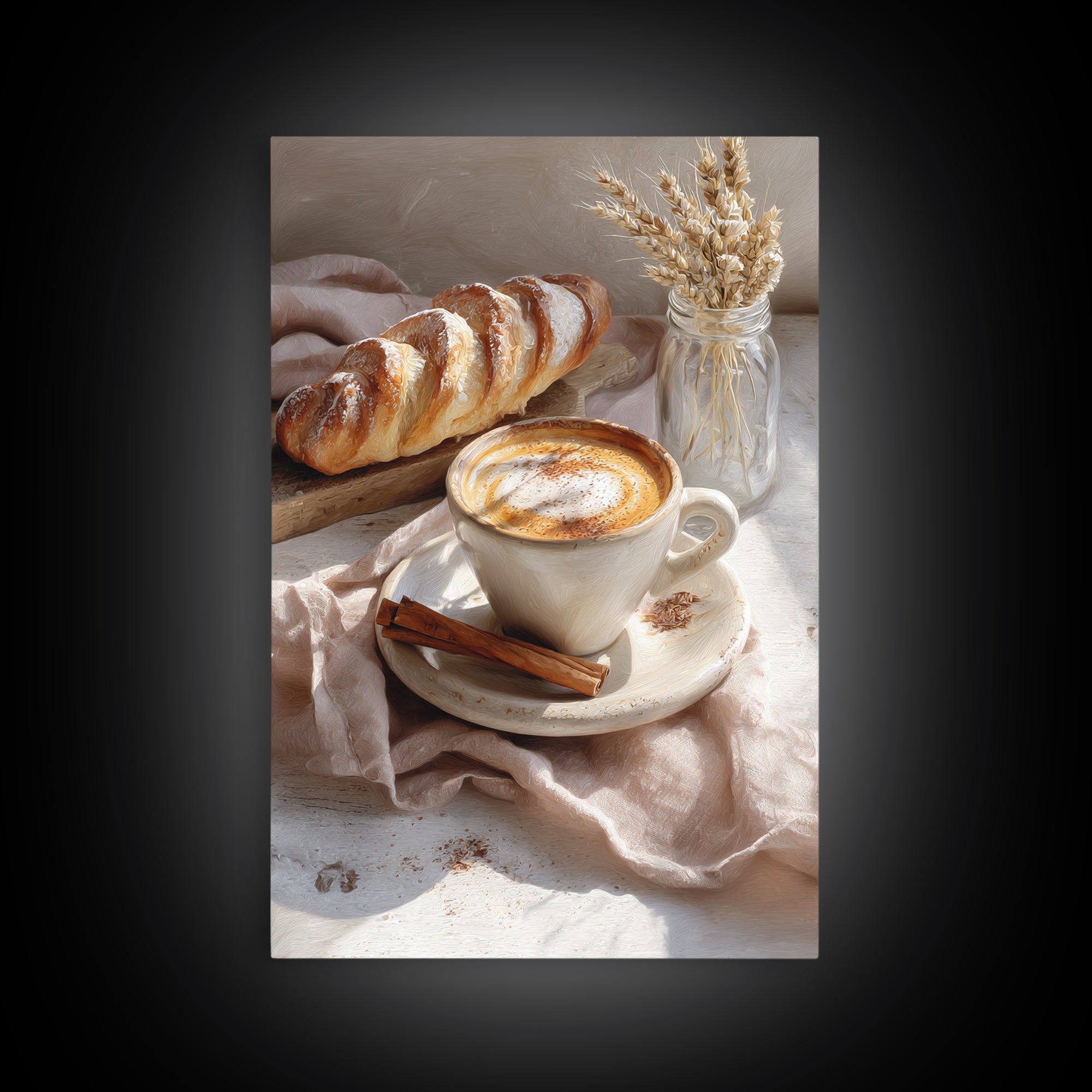 Cinnamon Sticks and Cappuccino Foam Still Life Canvas Print, Coffee Shop Art, Statement Artwork, Cafe Decor, Fine Art, Cafe, CSA-2x3-32