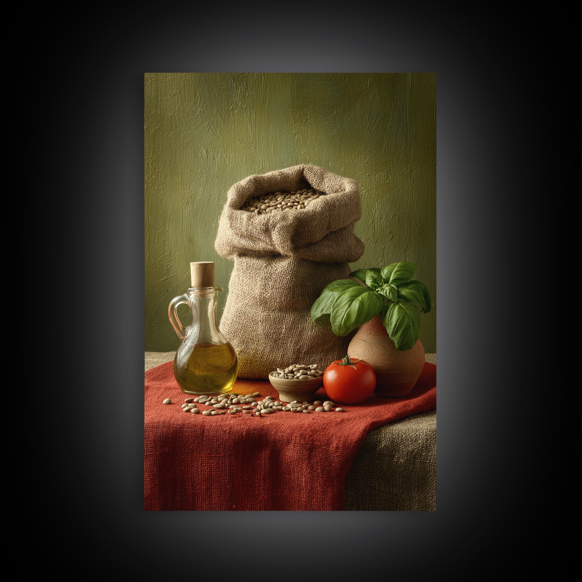 Coffee Beans and Burlap Sack Still Life Framed Canvas Print, Coffee Shop Art, Printable, Cafe Decor, Cafe, Dopamine Decor, CSA-2x3-34