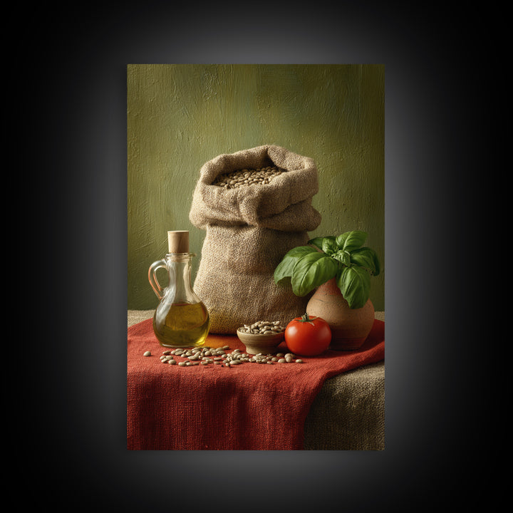 Coffee Beans and Burlap Sack Still Life Framed Canvas Print, Coffee Shop Art, Printable, Cafe Decor, Cafe, Dopamine Decor, CSA-2x3-34