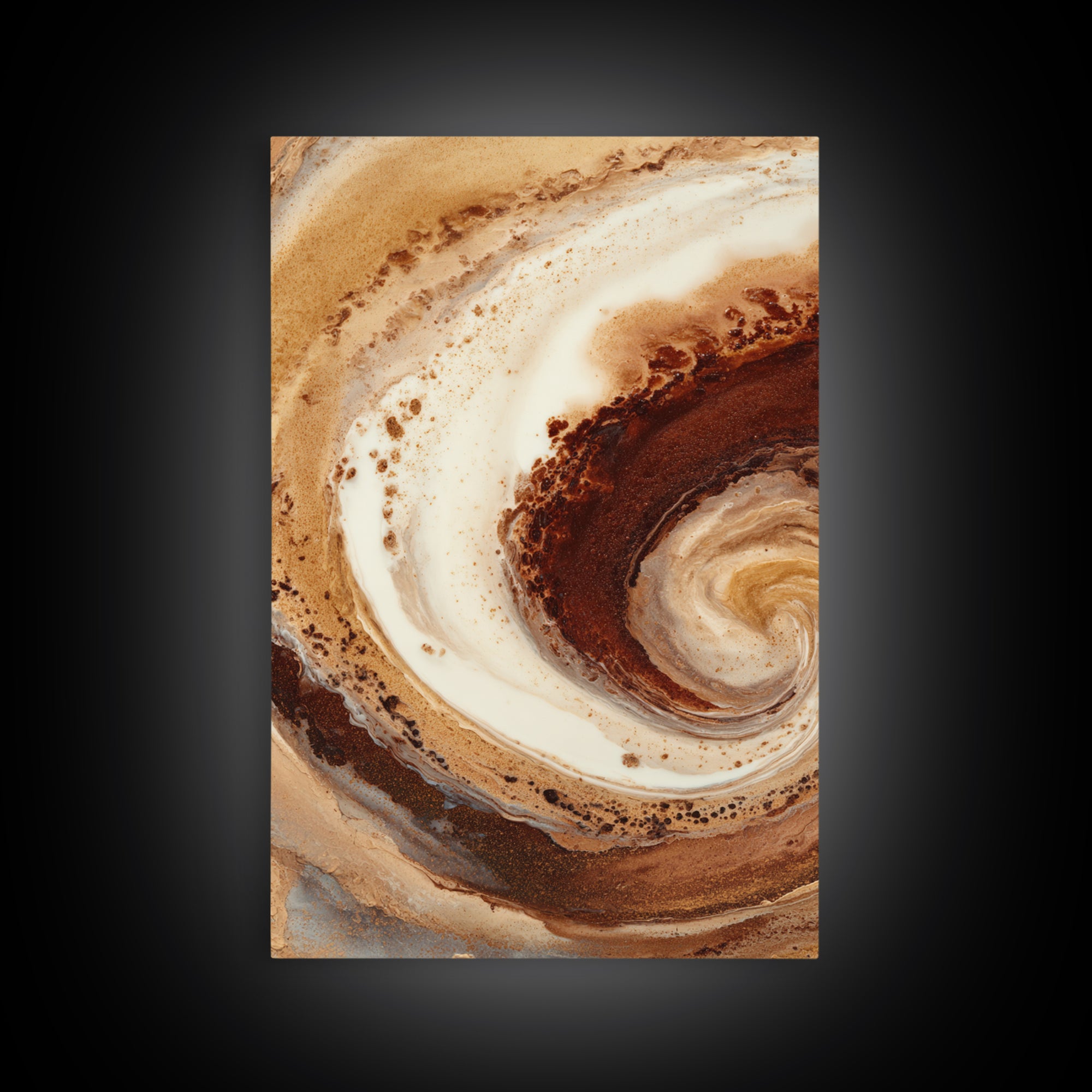 Abstract Brown and Cream Coffee Swirl Framed Canvas Print, Coffee Shop Art, Printable Art, Cafe Decor, Fine Art, Cafe, CSA-2x3-41