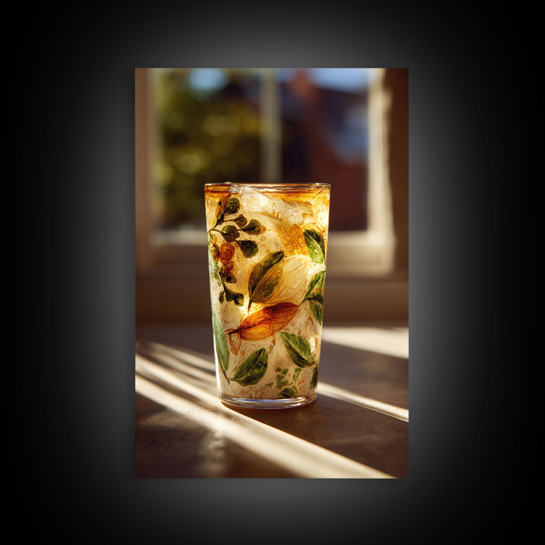 Iced Coffee Glass Framed Canvas Print, Coffee Shop Art, Kitchen Wall Art, Cafe Decor, Fine Art, Cafe, Gothic Wall Art, CSA-2x3-43