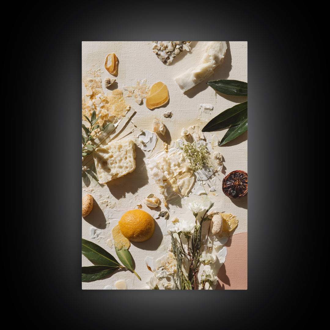 Sunlit Pastry and Coffee Arrangement Framed Canvas Print, Coffee Shop Art, Digital Wall Art, Cafe Decor, Oil Painting, Cafe, CSA-2x3-51