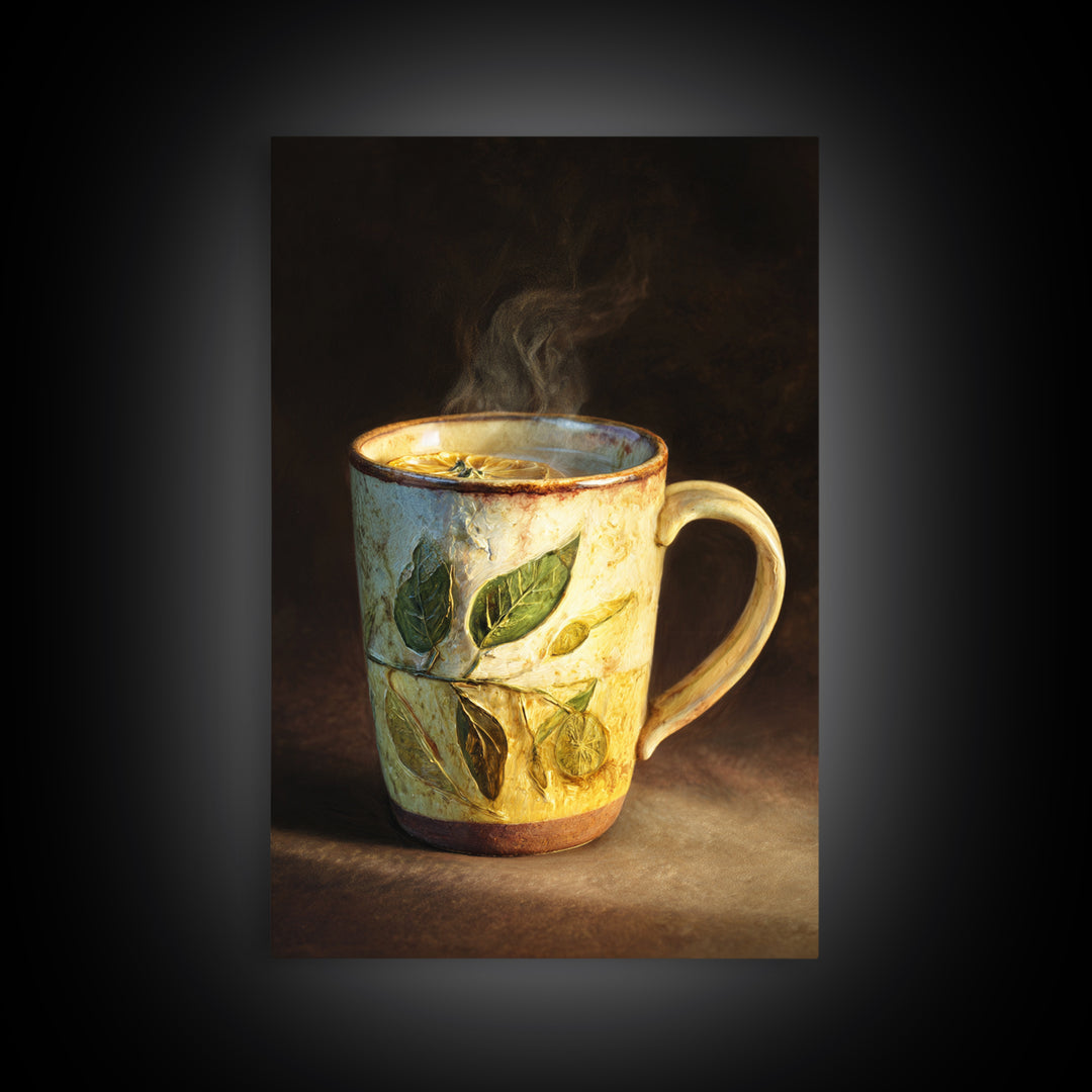 Espresso Cup with Rising Steam and Warm Canvas Print, Coffee Shop Art, Kitchen Wall Decor, Cafe Decor, Oil Painting, Cafe, CSA-2x3-57