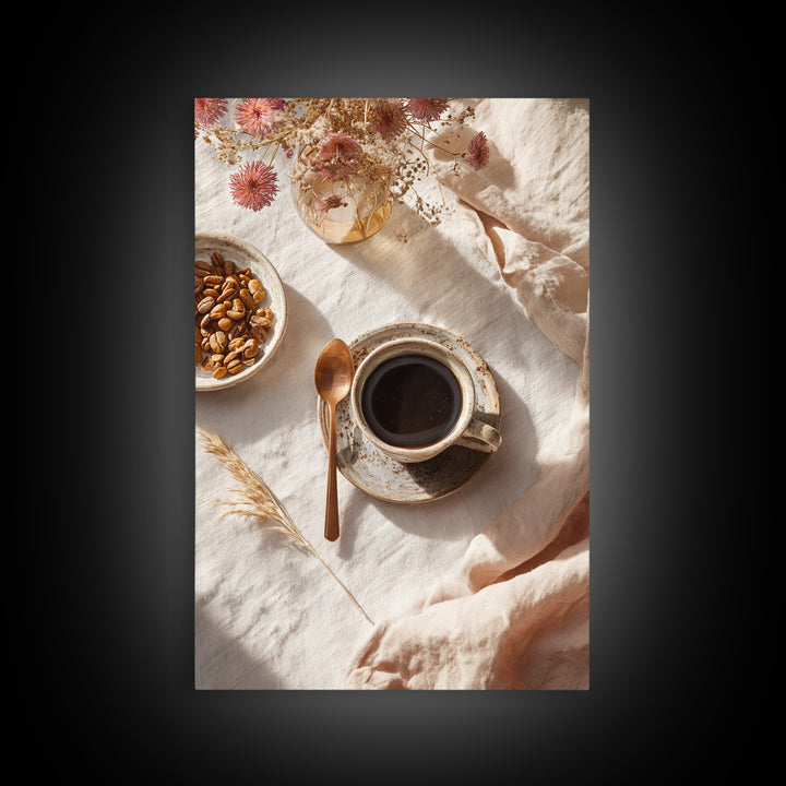 Moody Dark Roast Still Life Framed Canvas Print, Coffee Shop Art, Printable, Cafe Decor, Fine Art, Cafe, Dopamine Decor, CSA-2x3-64