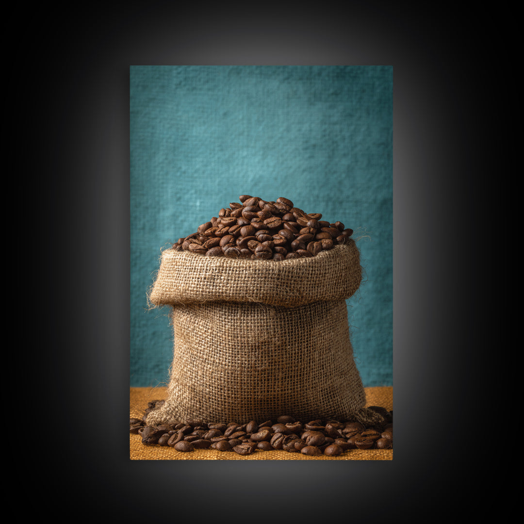 Coffee Beans and Burlap Sack Still Life Canvas Print, Coffee Shop Art, Kitchen Wall Art, Cafe Decor, Cafe, Gothic Wall Art, CSA-2x3-82