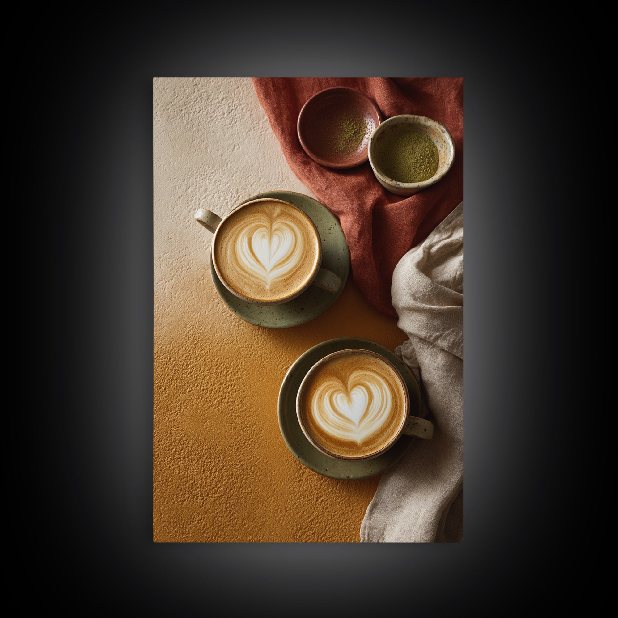 Latte Art Heart Seen from Above Framed Canvas Print, Coffee Shop Art, Modern Decor, Cafe Decor, Fine Art, Cafe, Wall Decor, CSA-2x3-84