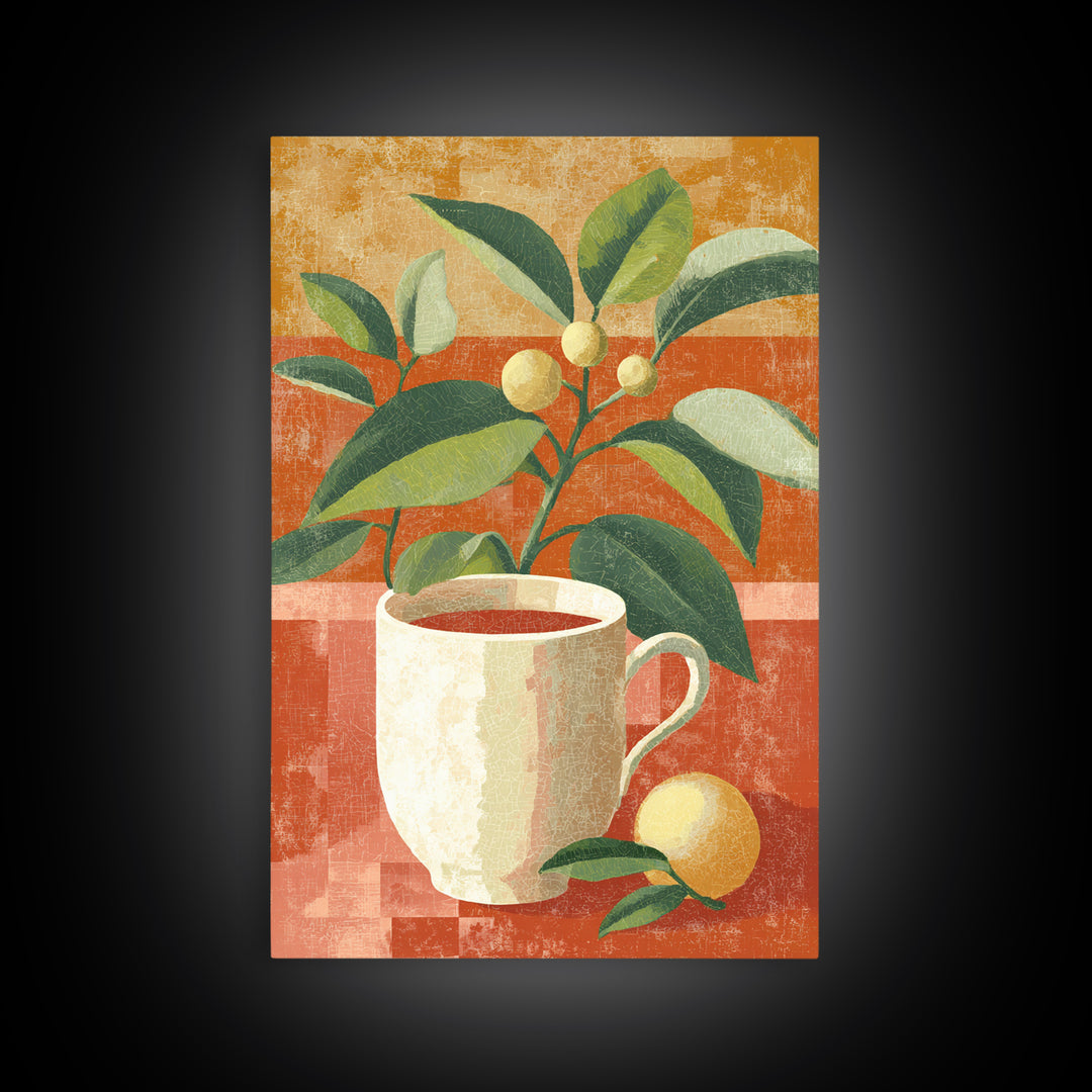 Retro Cafe Poster Coffee Cup Graphic Framed Canvas Print, Coffee Shop Art, Coffee Art, Cafe Decor, Fine Art, Cafe, CSA-2x3-87