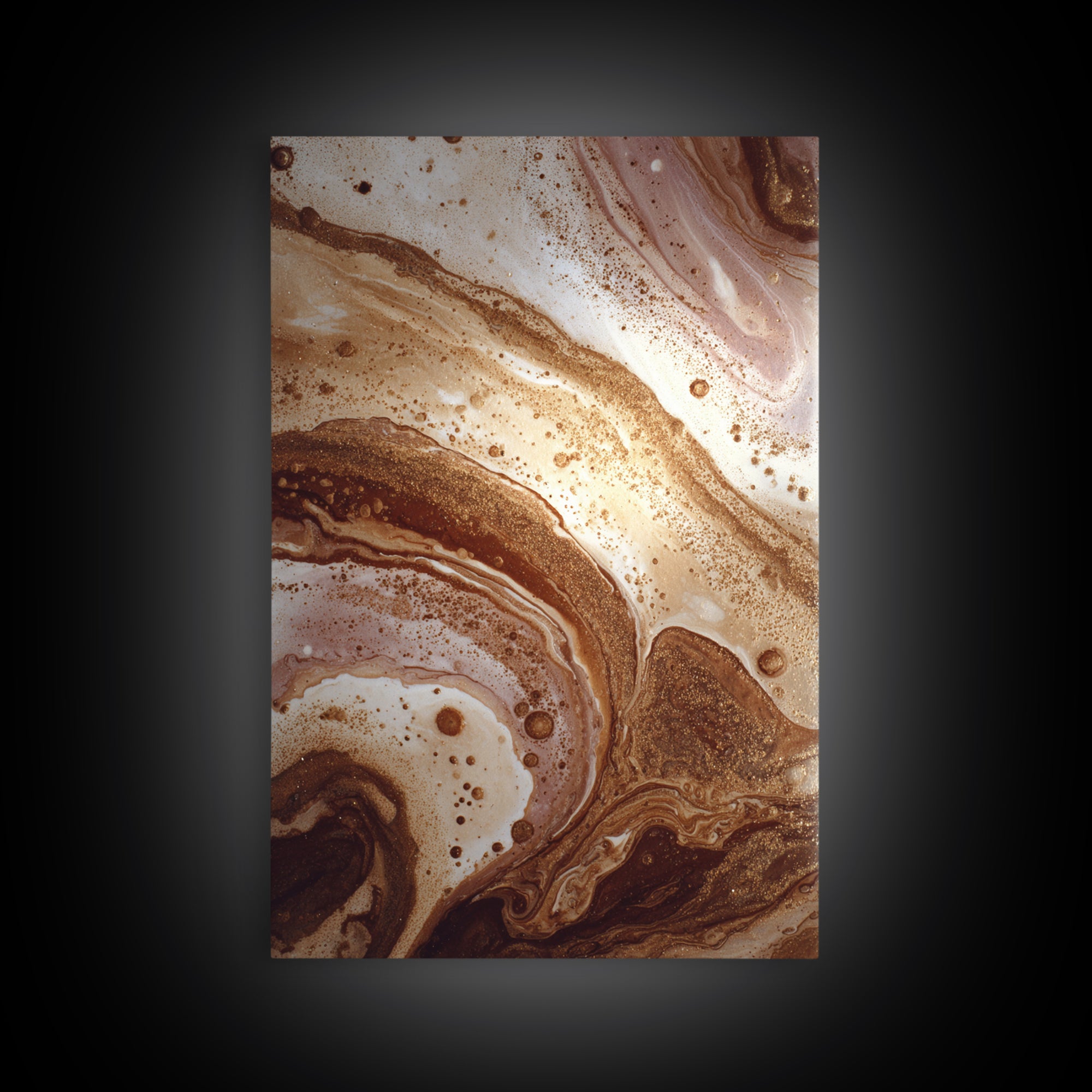 Abstract Brown and Cream Coffee Swirl Framed Canvas Print, Coffee Shop Art, Gothic Wall Art, Cafe Decor, Abstract Art, Cafe, CSA-2x3-89