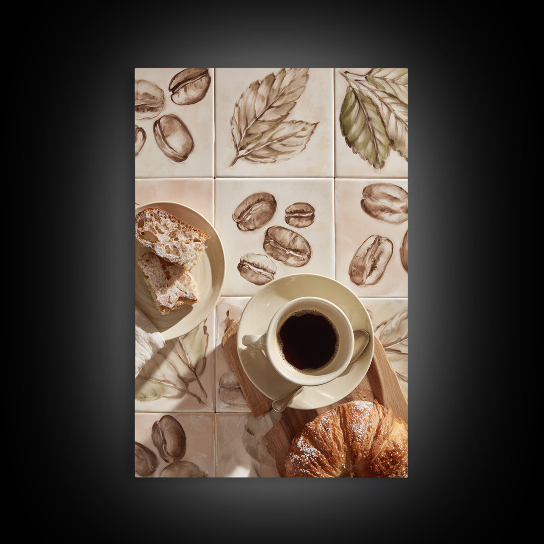 Coffee Bean Pattern Canvas Print, Coffee Shop Art, Whimsical Art, Cafe Decor, Oil Painting, Cafe, Minimalist Decor, CSA-2x3-95