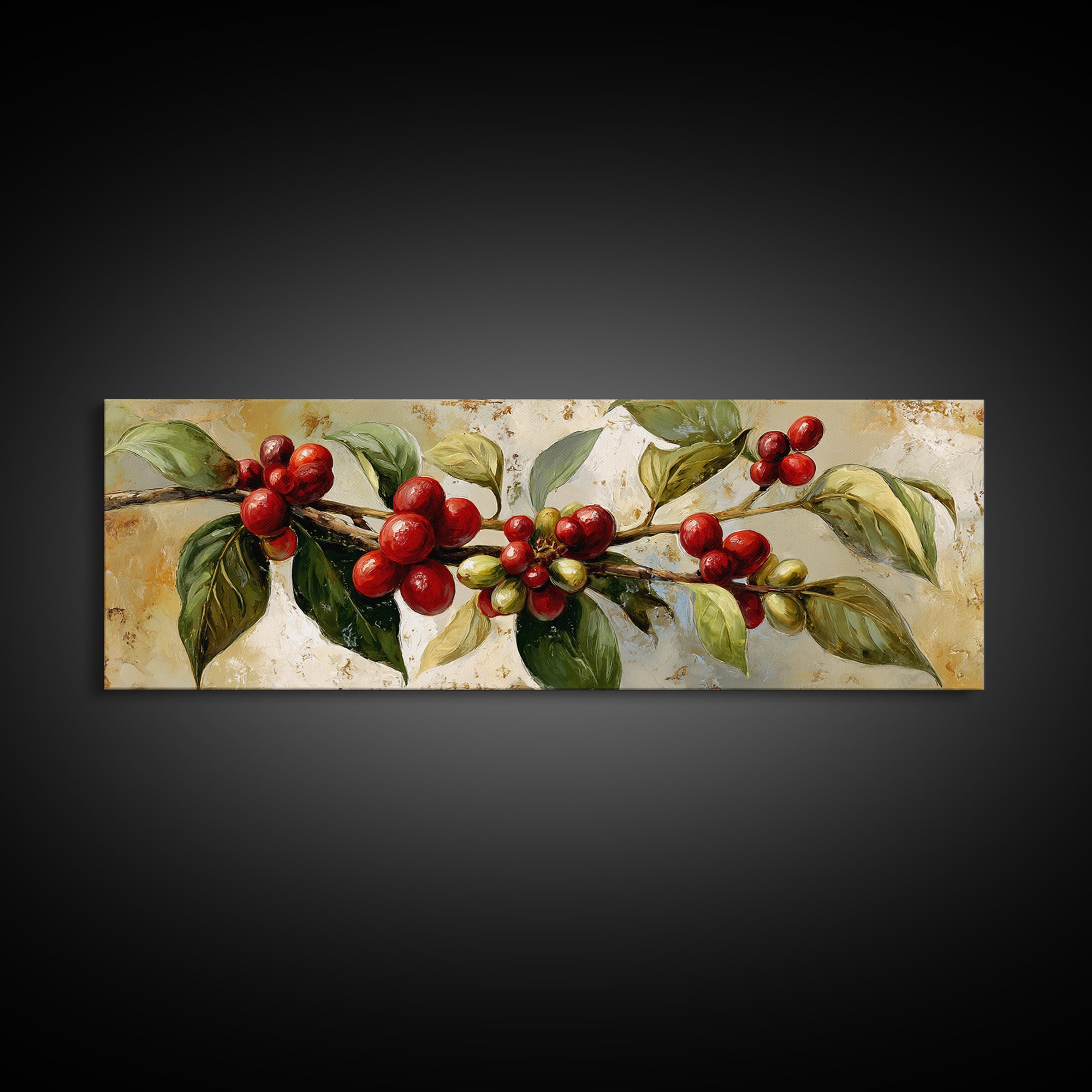 Botanical Coffee Plant Branch Canvas Print, Coffee Shop Art, Bedroom Wall Art, Cafe Decor, Fine Art, Cafe, Modern Decor, CSA-3x1-46